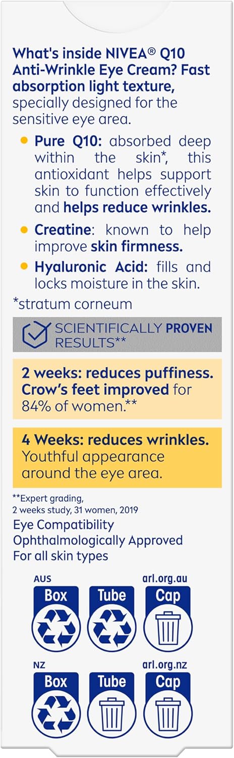 NIVEA Q10 Cream Anti-Wrinkle Eye Cream Enriched with & Creatine Firming NEW - Image 2