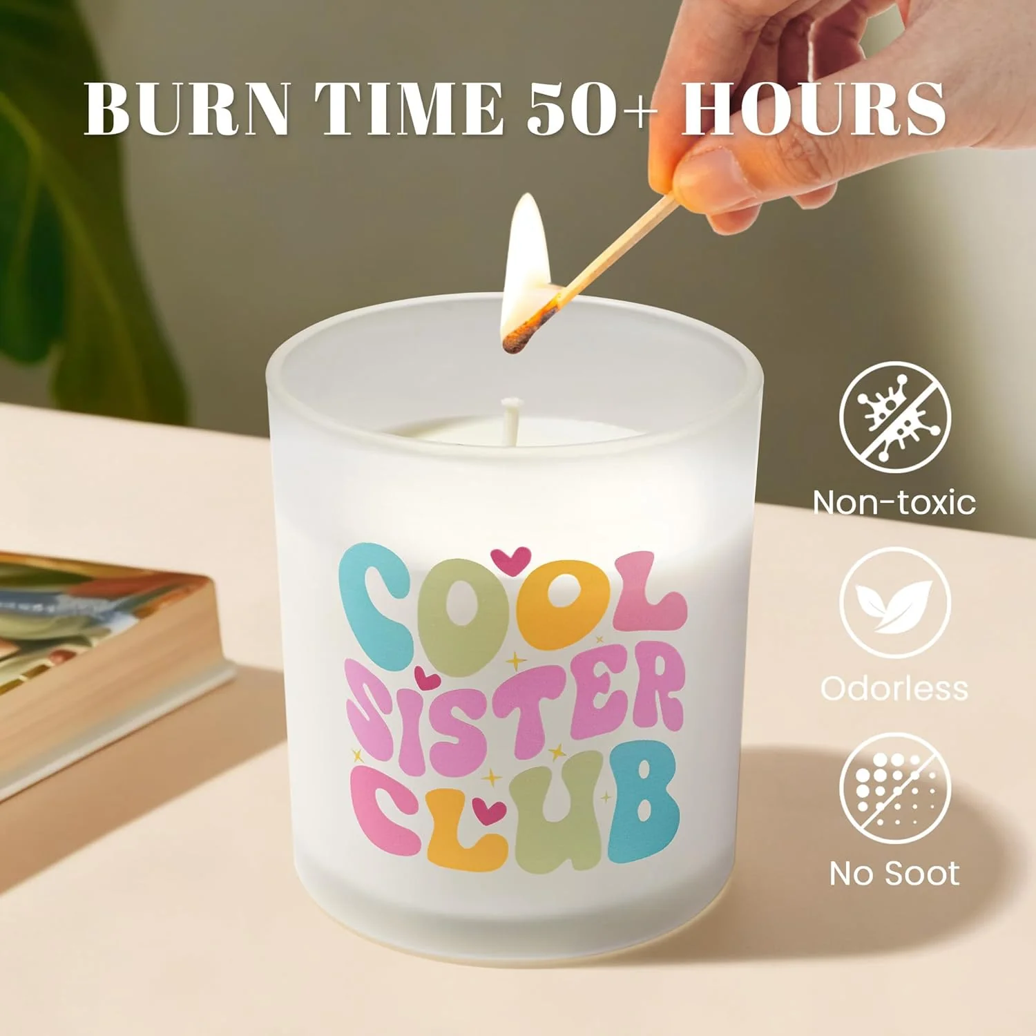 NYEONHRT Large Jar Candles Scented Soy Wax Jar Candle 'Cool Sister Club' NEW - Image 4
