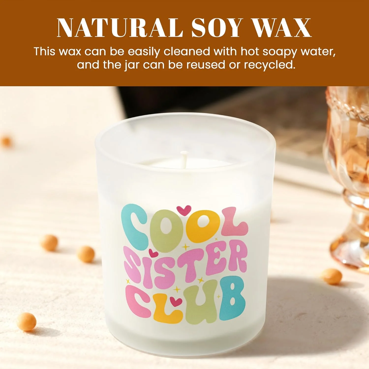 NYEONHRT Large Jar Candles Scented Soy Wax Jar Candle 'Cool Sister Club' NEW - Image 5
