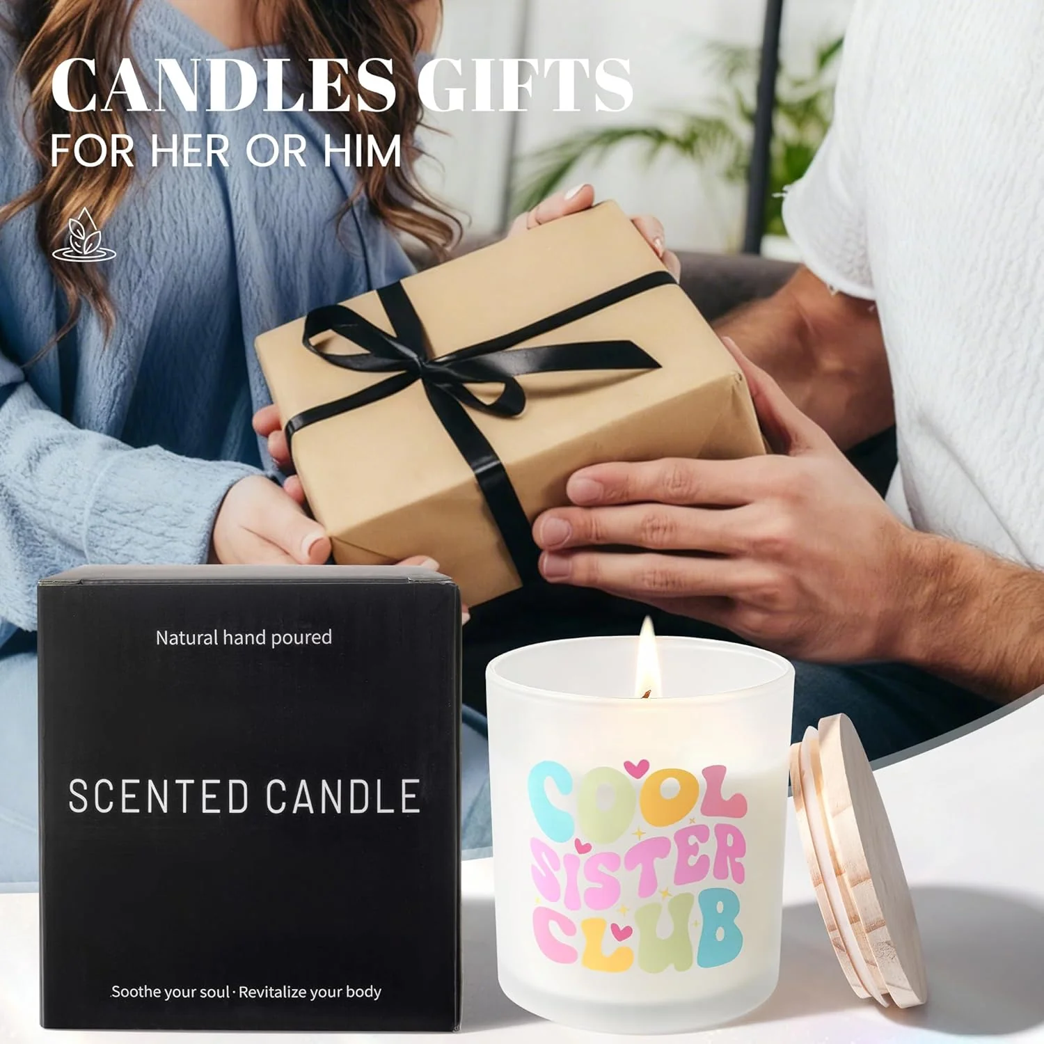 NYEONHRT Large Jar Candles Scented Soy Wax Jar Candle 'Cool Sister Club' NEW - Image 7