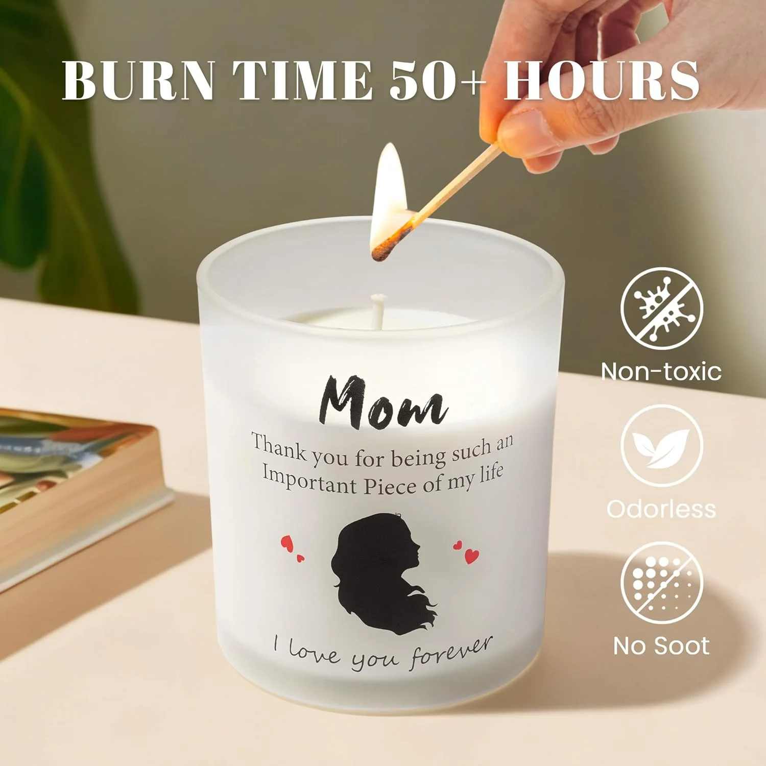 NYEONHRT 'Mom' Candles Large Jar Candle Lavender Vanilla Scented NEW - Image 4