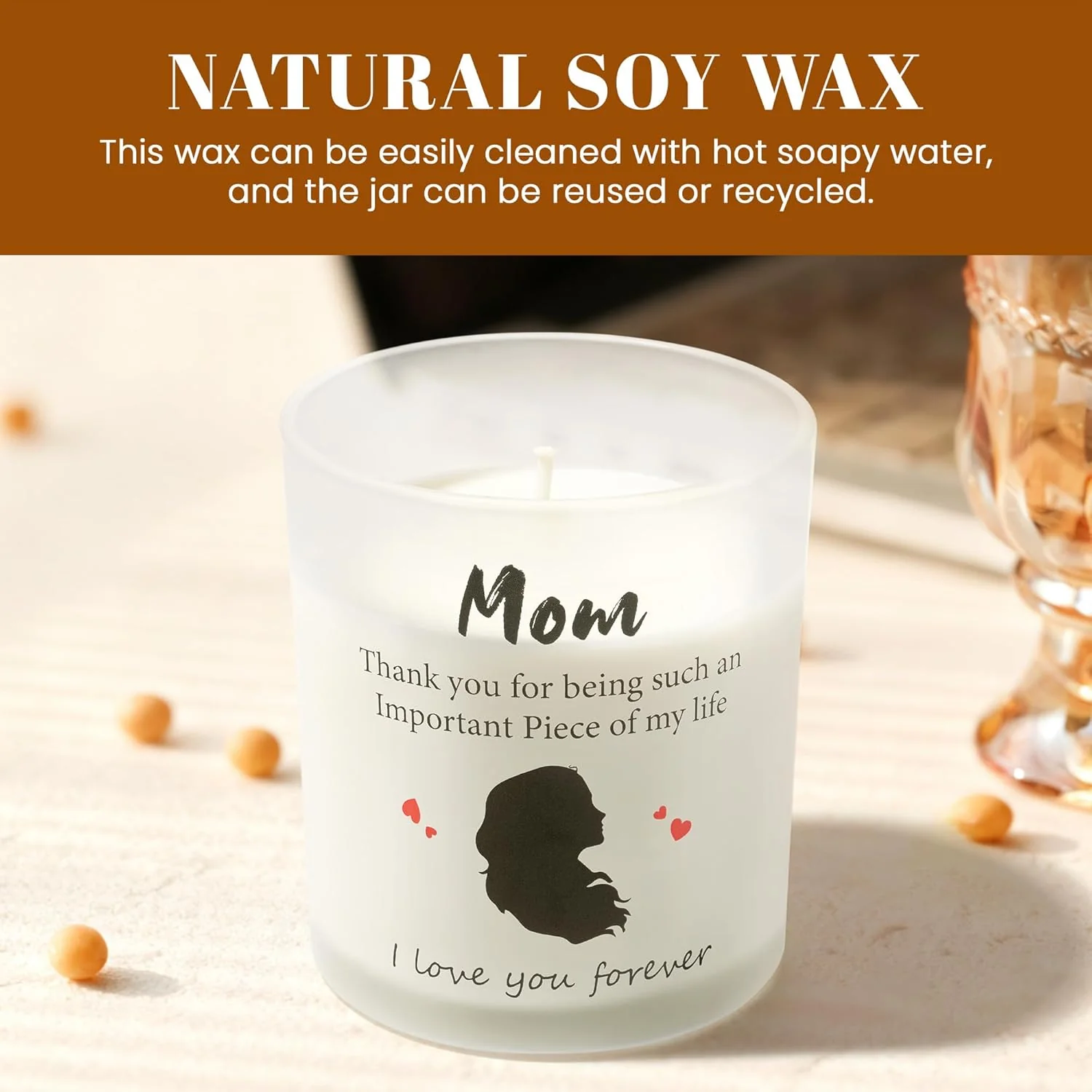 NYEONHRT 'Mom' Candles Large Jar Candle Lavender Vanilla Scented NEW - Image 5
