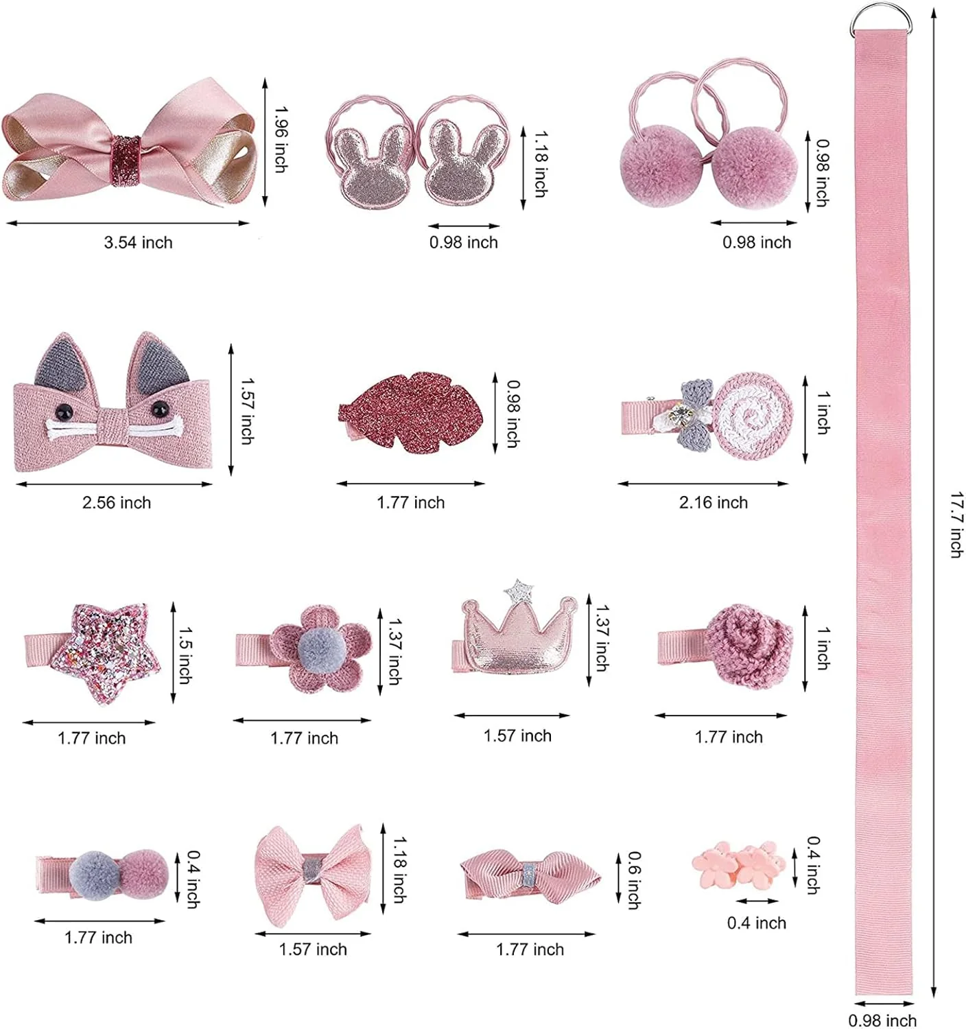 Cute Rose Pink Hair Bows for Babies & Toddlers - Elastic Ties Accessories NEW - Image 4
