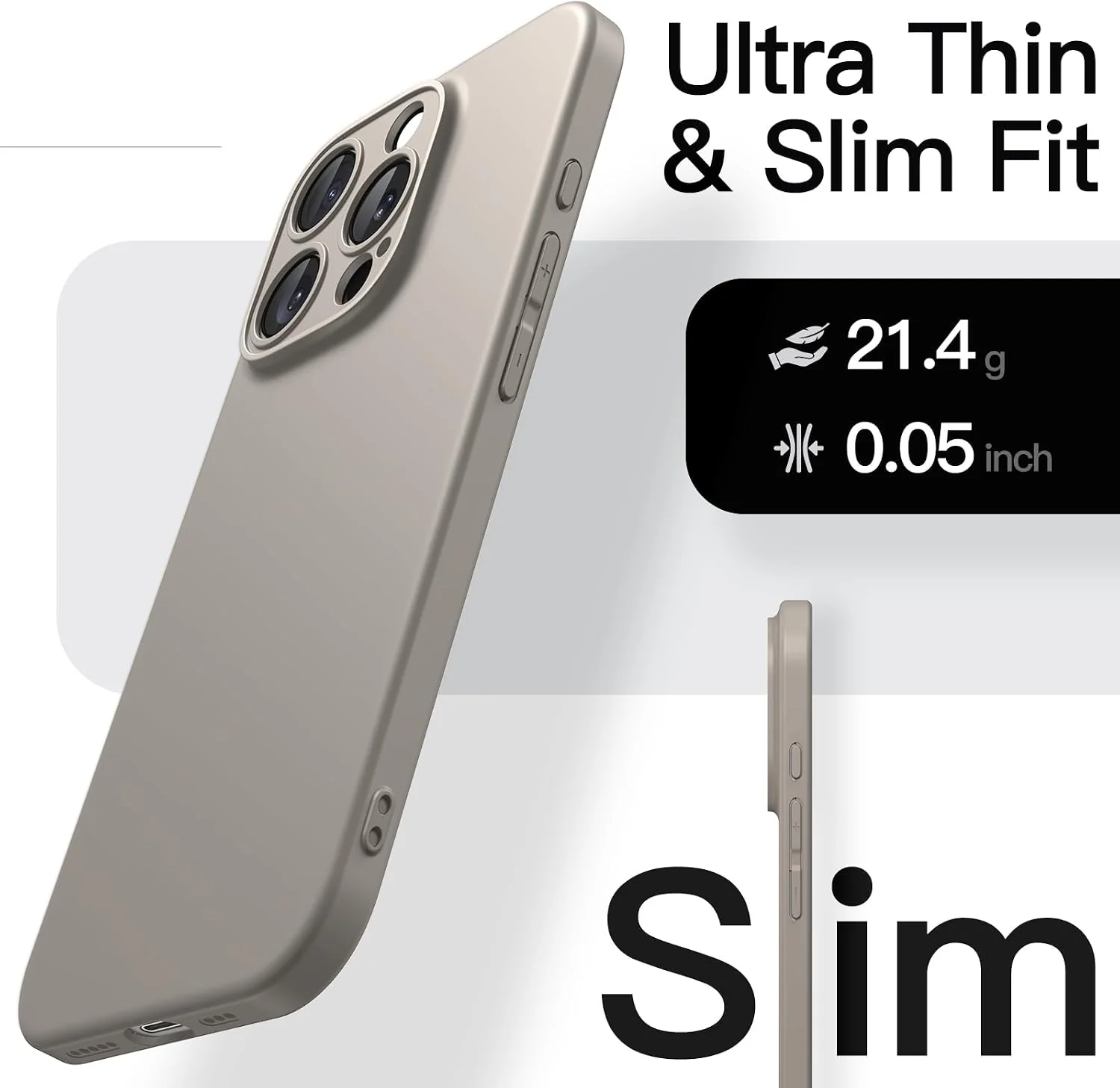 JETech Slim Basic Case iPhone 16 Pro 6.3" Full Protection Natural Titanium NEW - Image 3