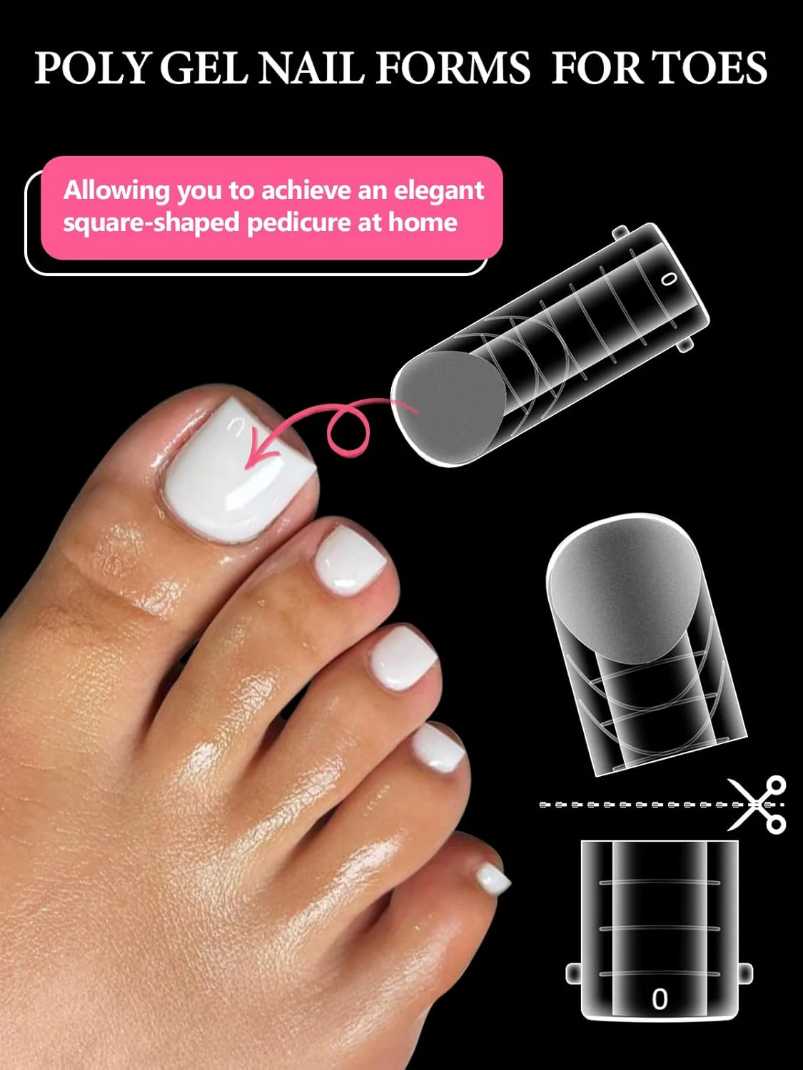 TOROKOM Poly Gel Nail Forms Long Square Dual Pedi Toe Extension Transparent NEW - Image 2