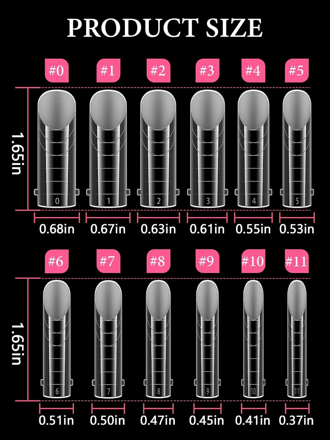 TOROKOM Poly Gel Nail Forms Long Square Dual Pedi Toe Extension Transparent NEW - Image 5