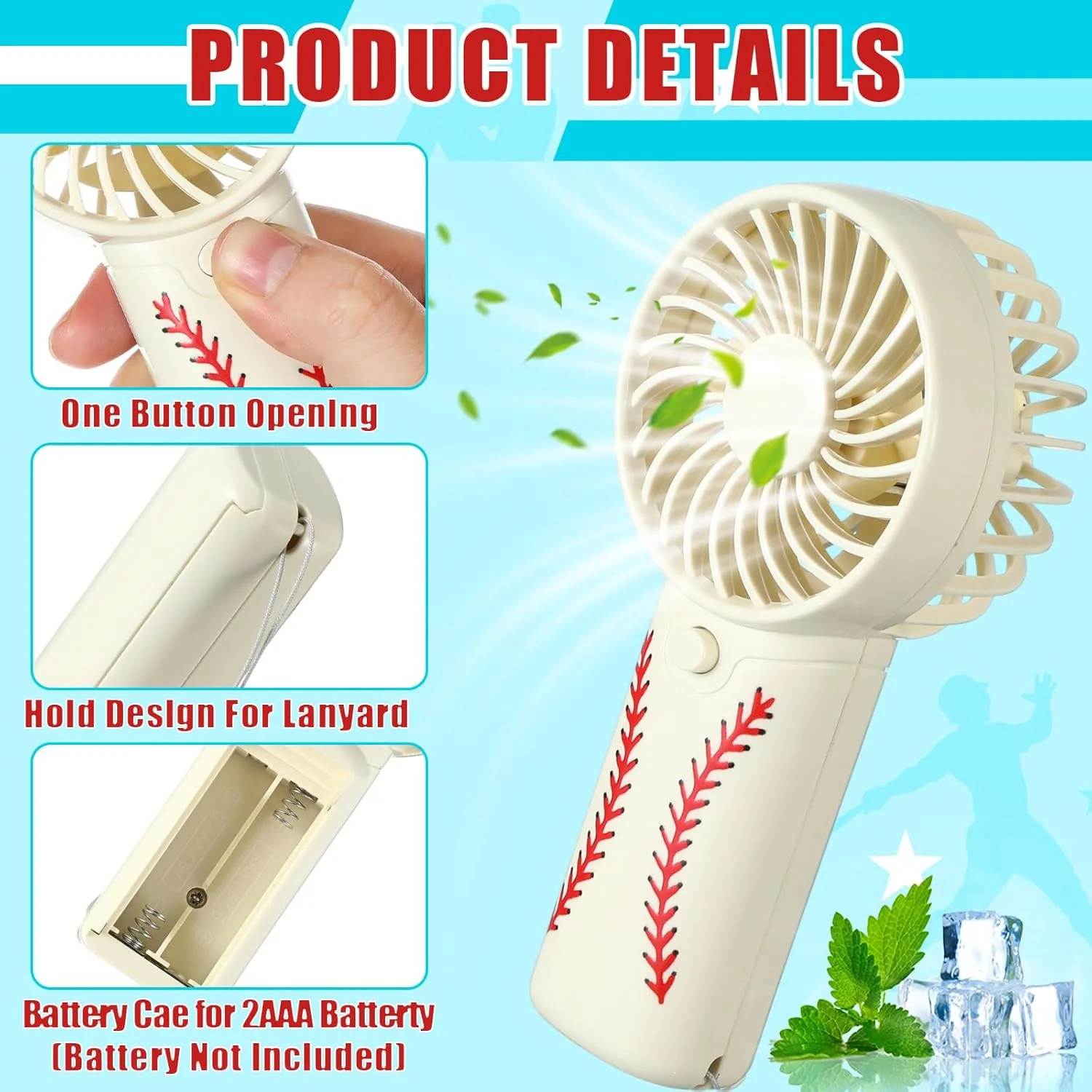 BULK Tuanse Personal Fans Handheld Portable Mini Plastic Beige 12 Pack NEW - Image 3