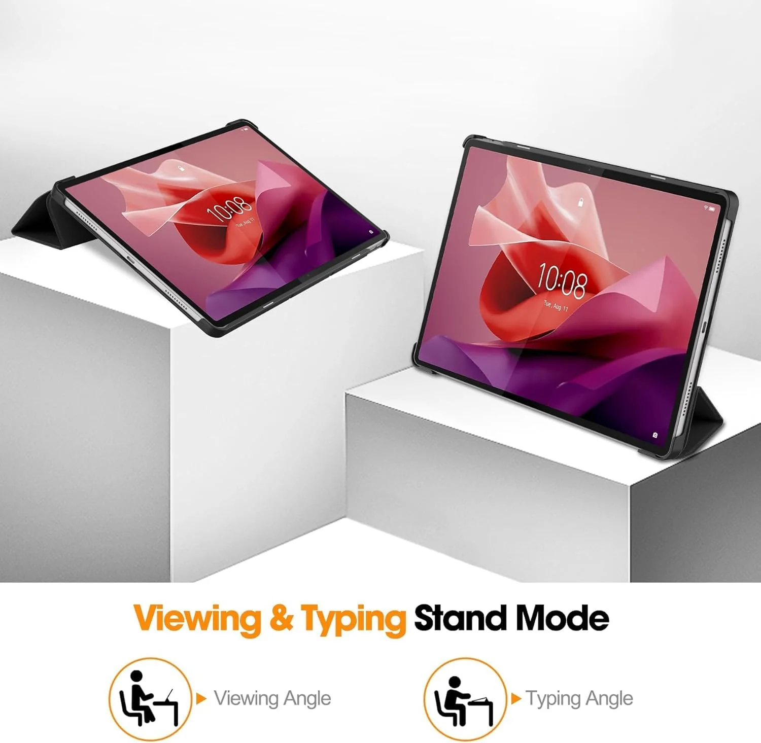 T Tersely Cases Slim Hard Stand Case for Lenovo Tab P12 12.7" Tablet, Black NEW - Image 3
