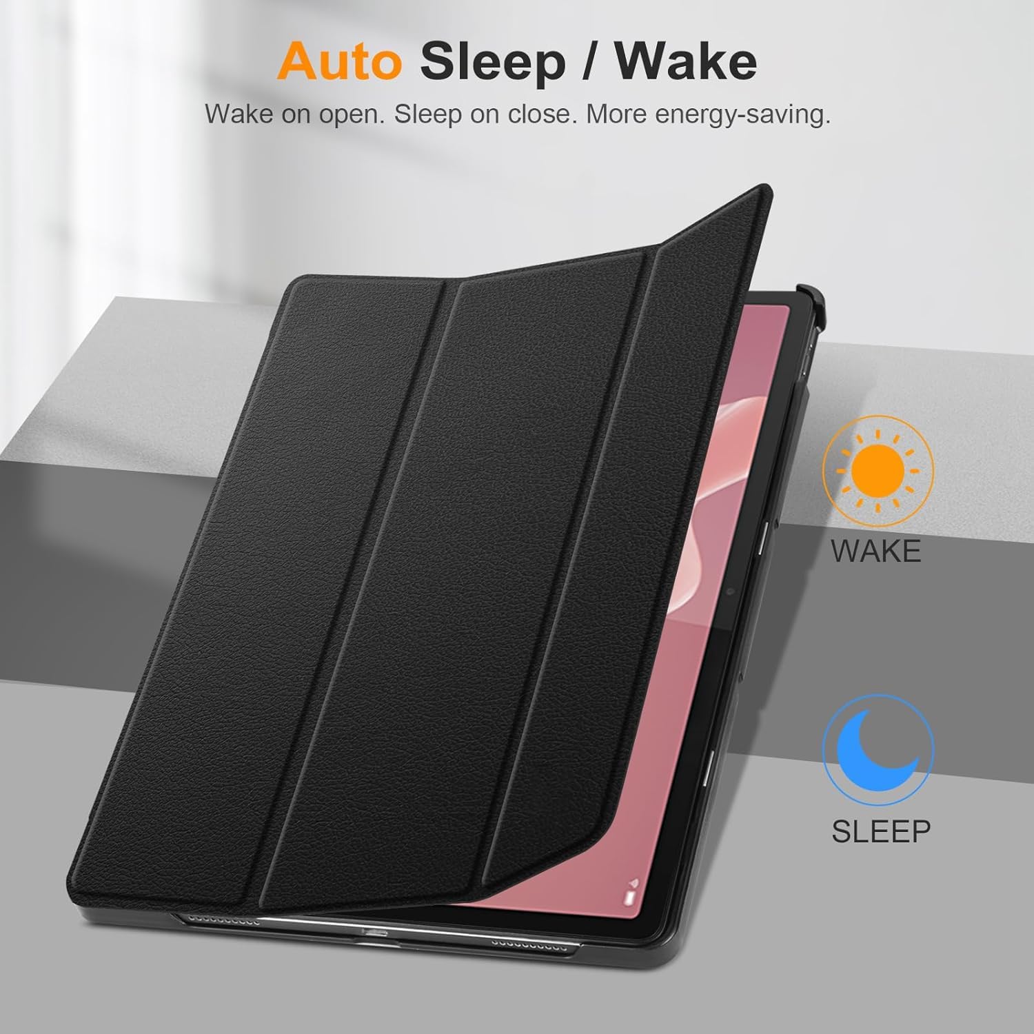 T Tersely Cases Slim Hard Stand Case for Lenovo Tab P12 12.7" Tablet, Black NEW - Image 4