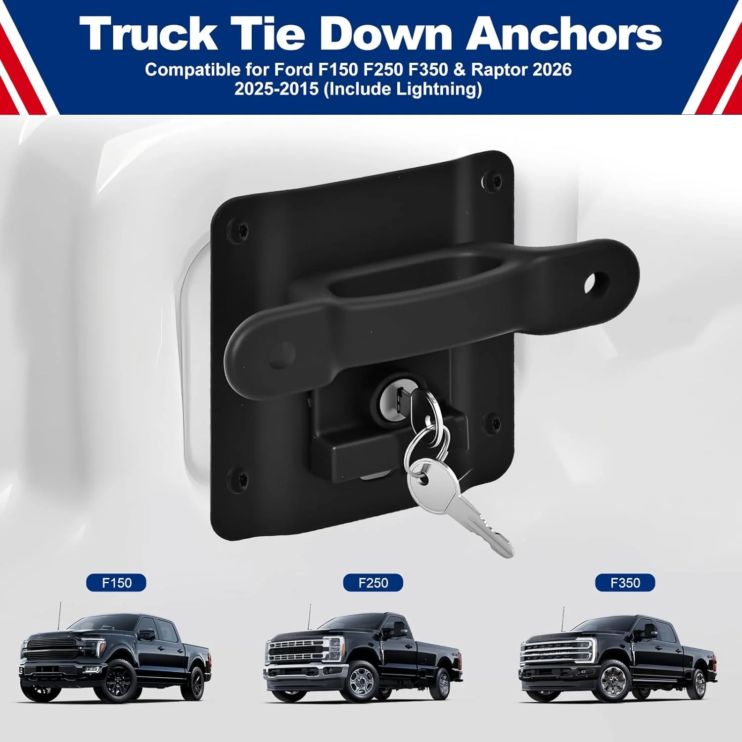 KIMCARLEY 4Pck Tie Down Anchors Custom-fit for Ford F150 F250 F350 Raptor NEW - Image 2