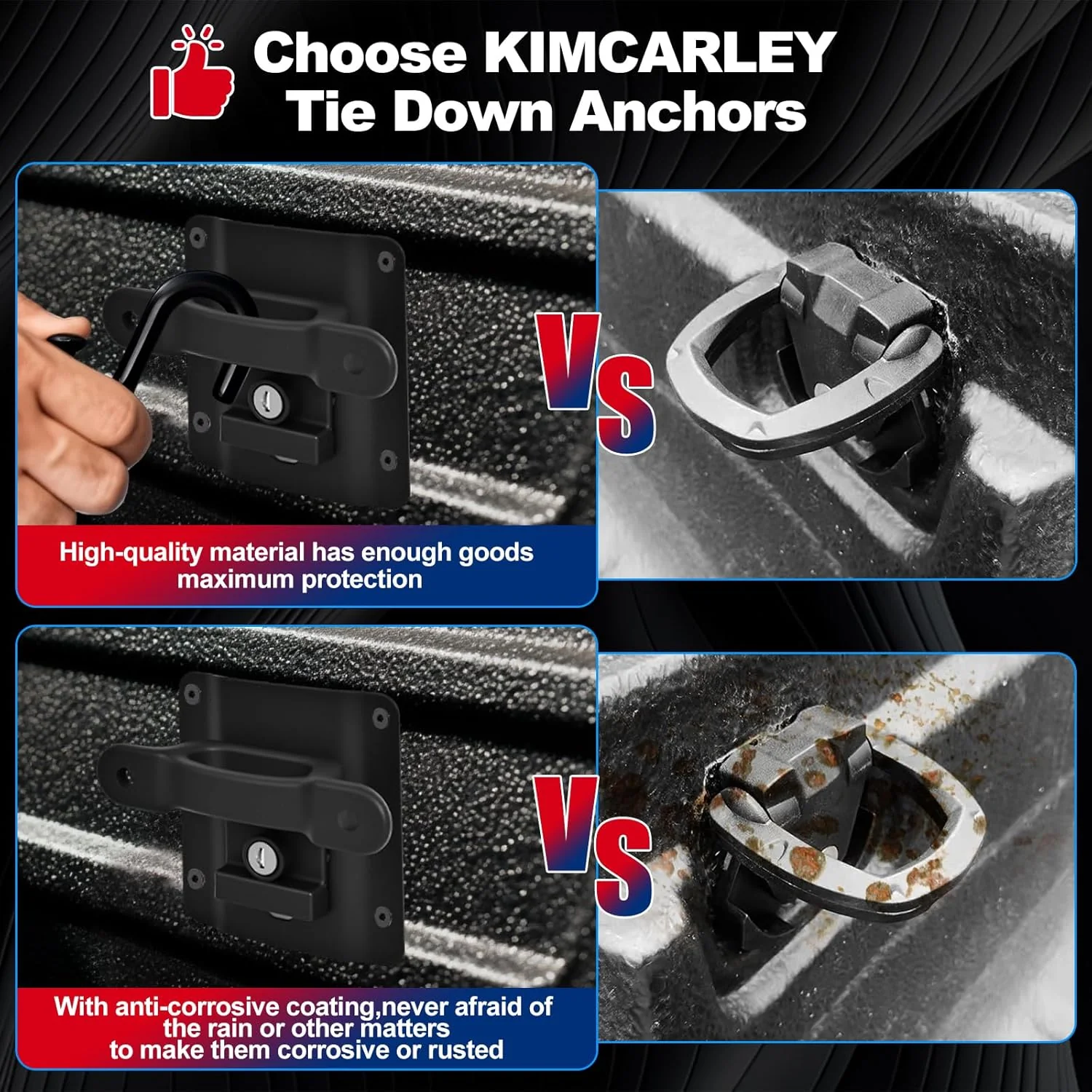 KIMCARLEY 4Pck Tie Down Anchors Custom-fit for Ford F150 F250 F350 Raptor NEW - Image 3