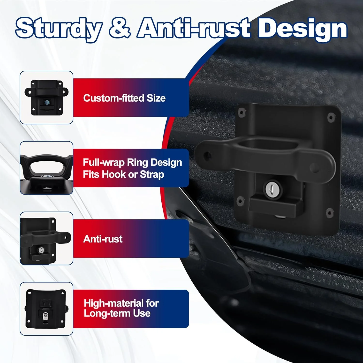 KIMCARLEY 4Pck Tie Down Anchors Custom-fit for Ford F150 F250 F350 Raptor NEW - Image 5