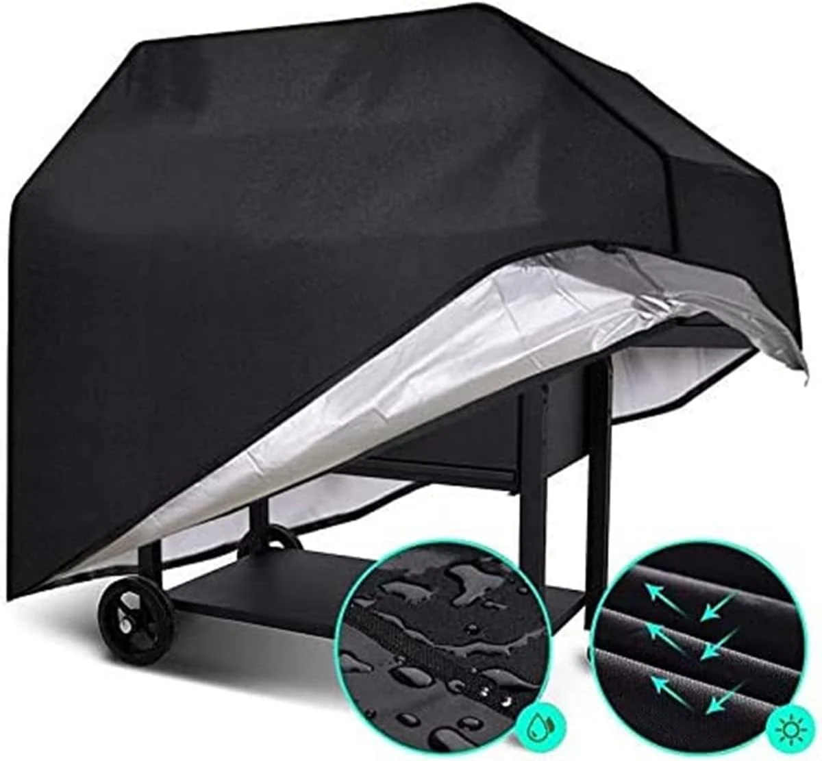 Outdoor Waterproof Black Barbecue Grill Cover, 58 Inch With Storage Bag NEW - Image 8