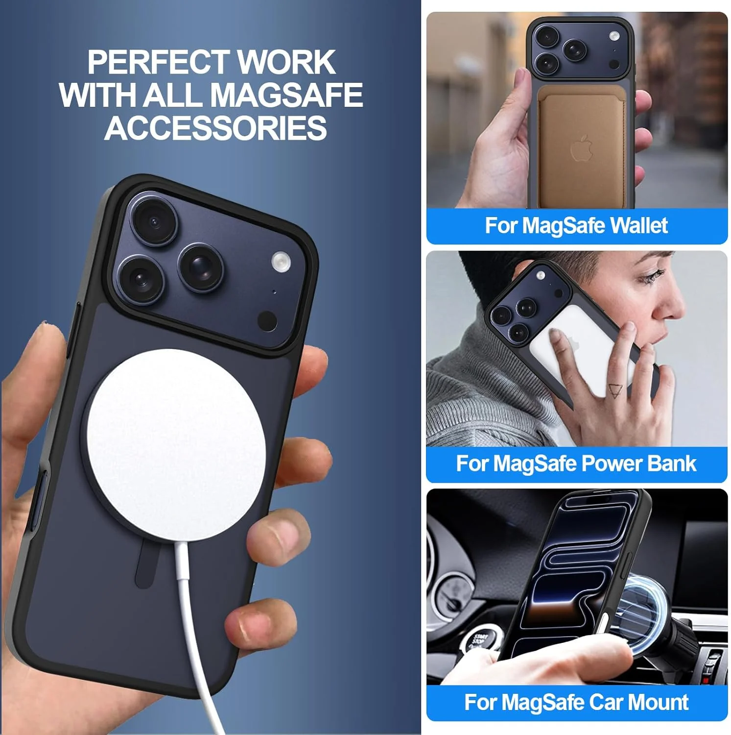 T Tersely Basic Magnetic Transparent Back Case for iPhone 17 Pro Matte Black NEW - Image 3