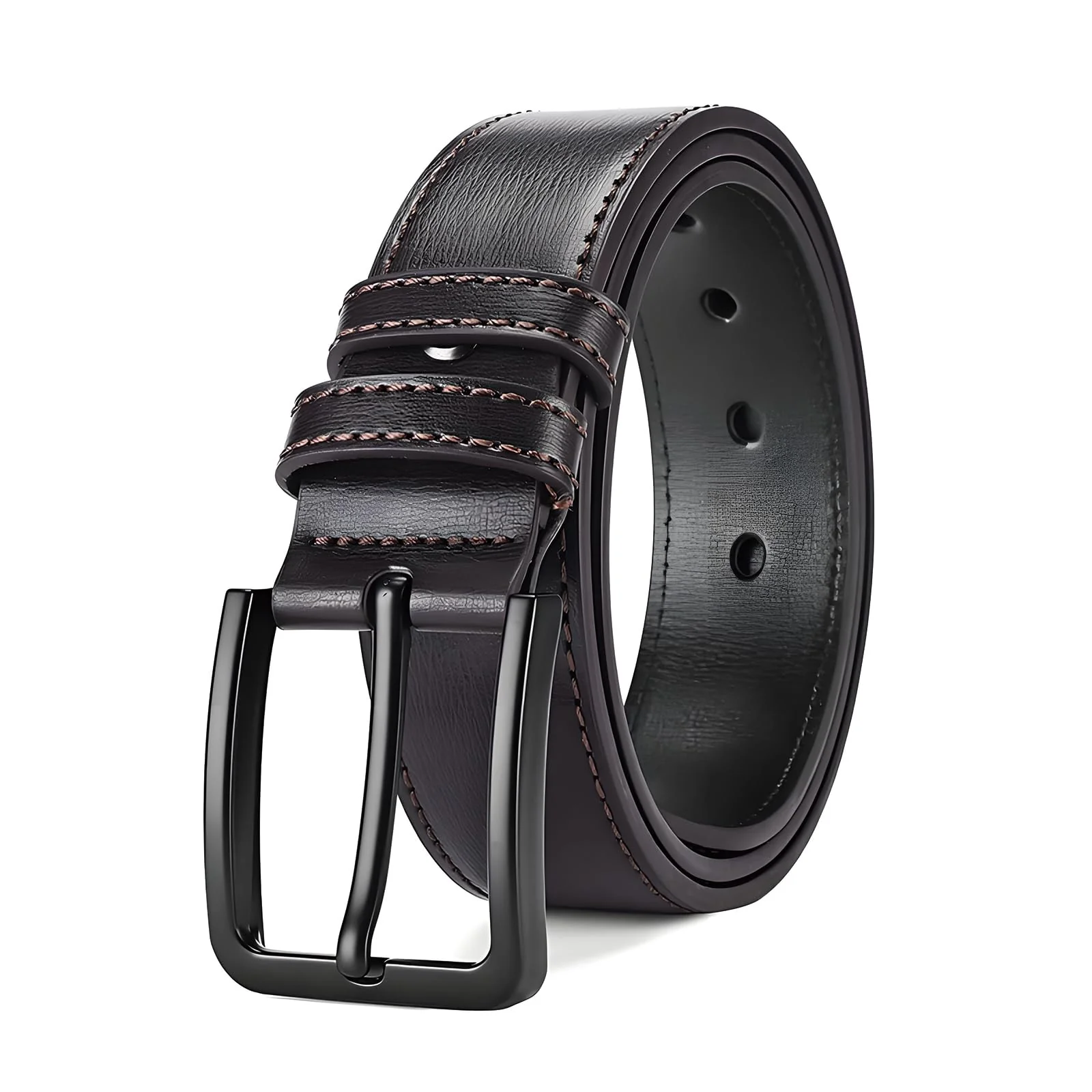 Byssie Casual Belts Leather Belt Adjustable Needle Buckle Classic Work BROWN NEW