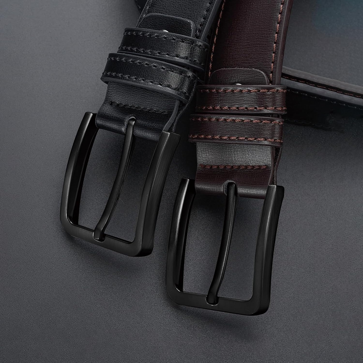 Byssie Casual Belts Leather Belt Adjustable Needle Buckle Classic Work BROWN NEW - Image 2