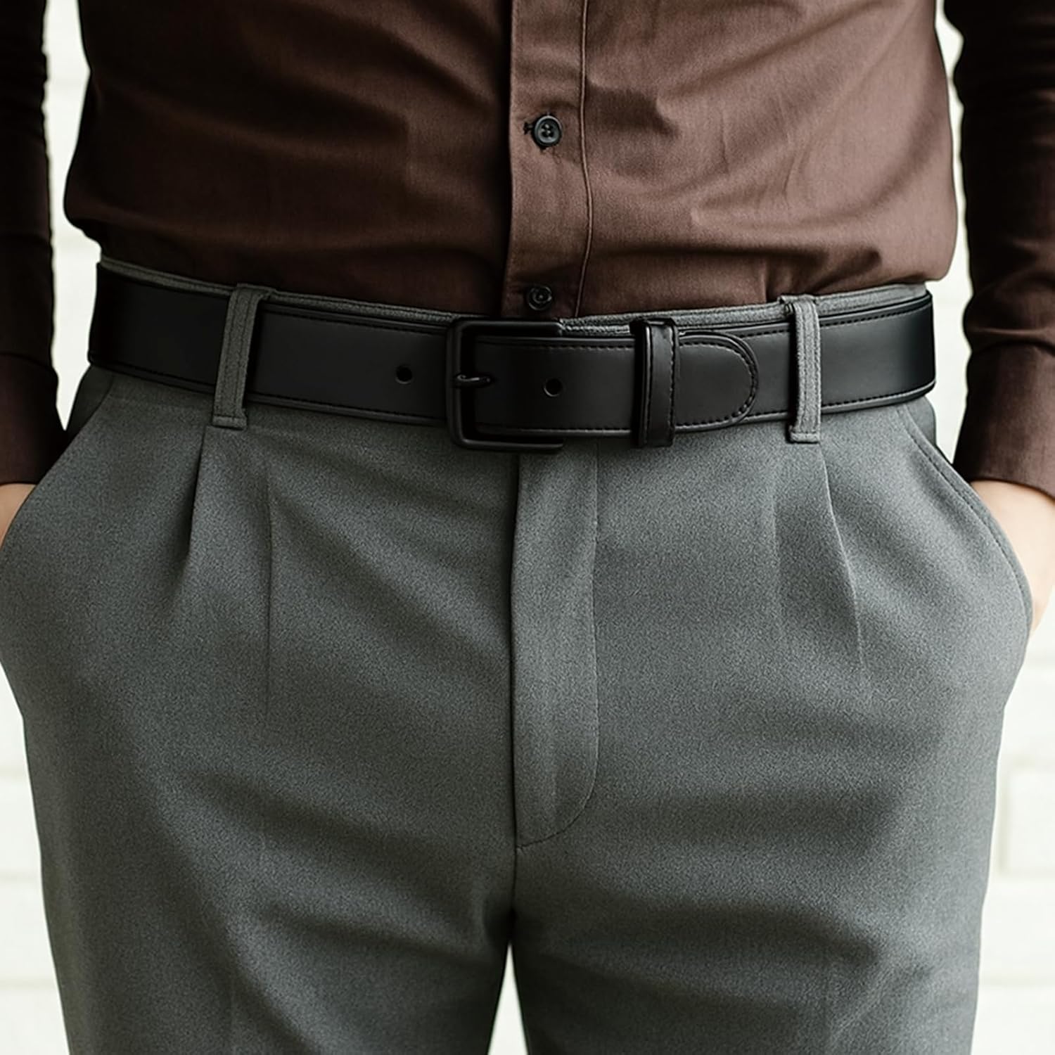 Byssie Casual Belts Leather Belt Adjustable Needle Buckle Classic Work BROWN NEW - Image 3