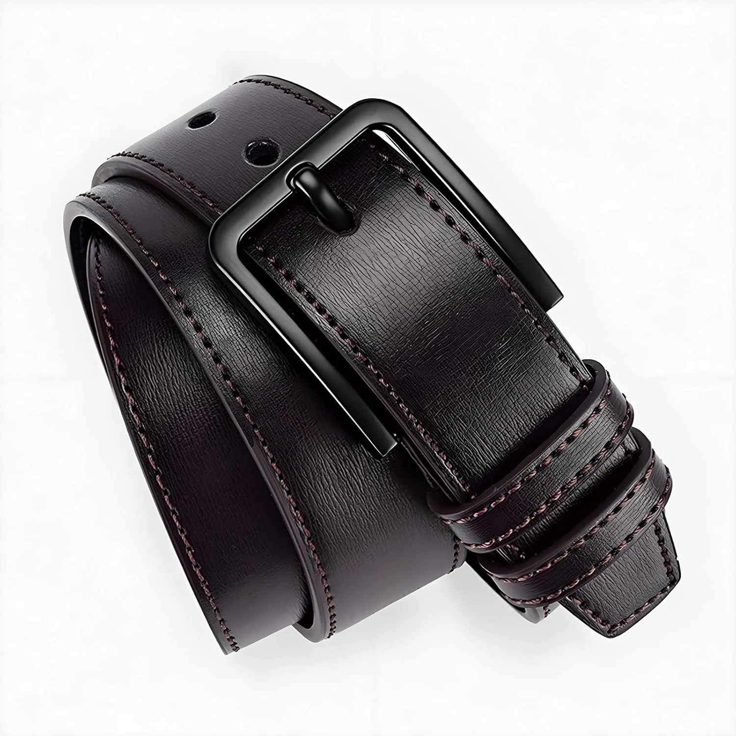 Byssie Casual Belts Leather Belt Adjustable Needle Buckle Classic Work BROWN NEW - Image 7