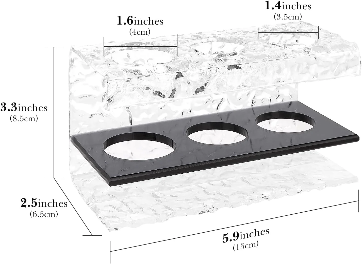 Linkidea Acrylic 3-Slot Toothbrush Holder for Bathroom Shower Storage Black NEW - Image 3
