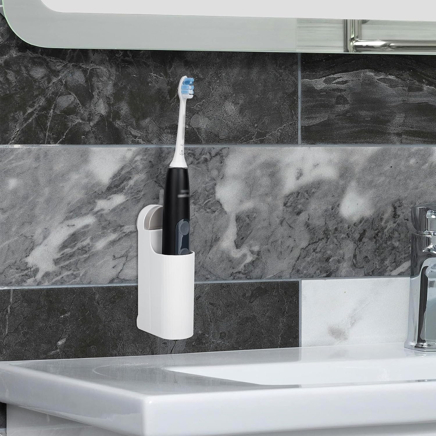 Linkidea White Adhesive Electric Toothbrush Holder Battery Powered Rack NEW - Image 6