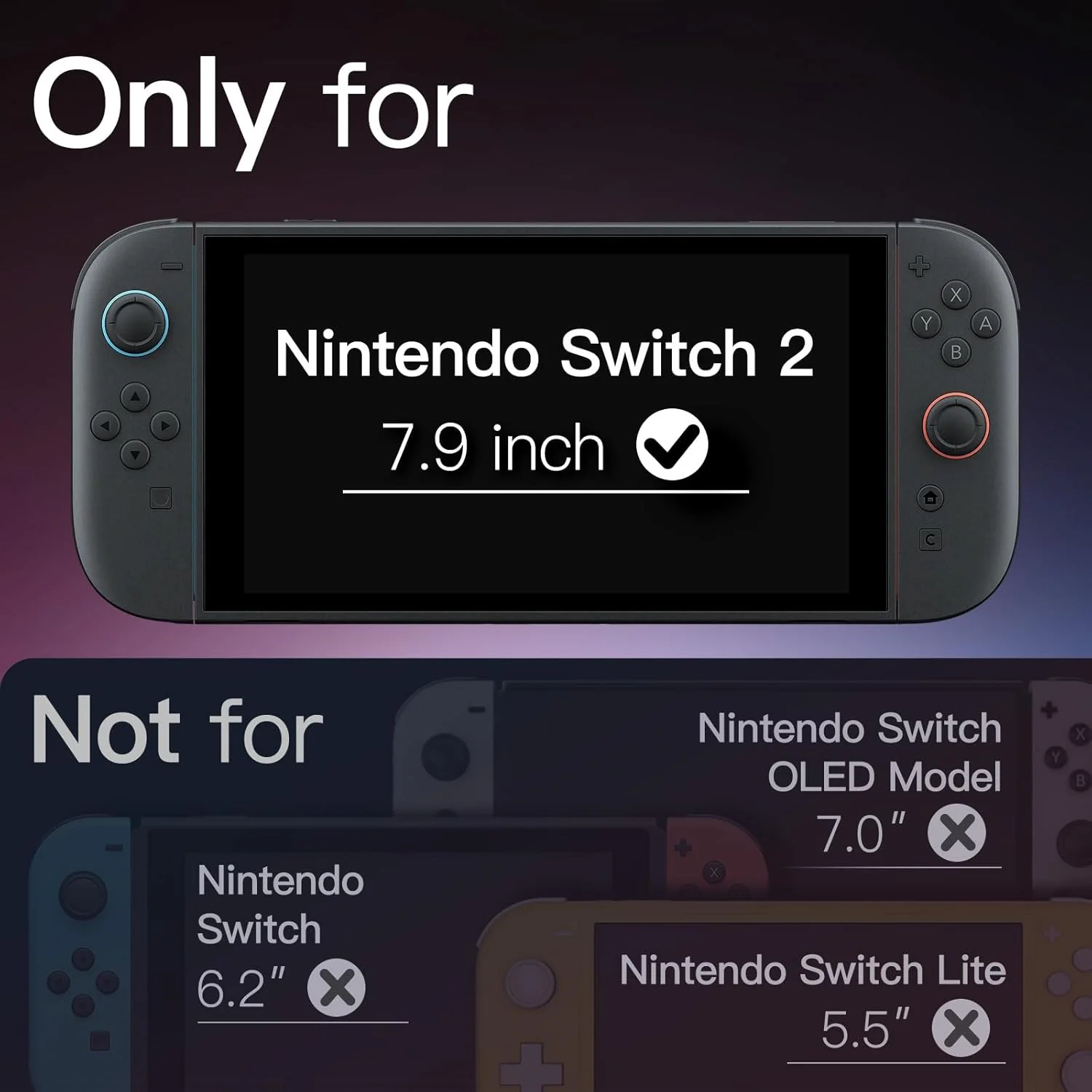 JETech Tempered Glass Screen Protector for Nintendo Switch 2 2025 - Clear NEW - Image 2