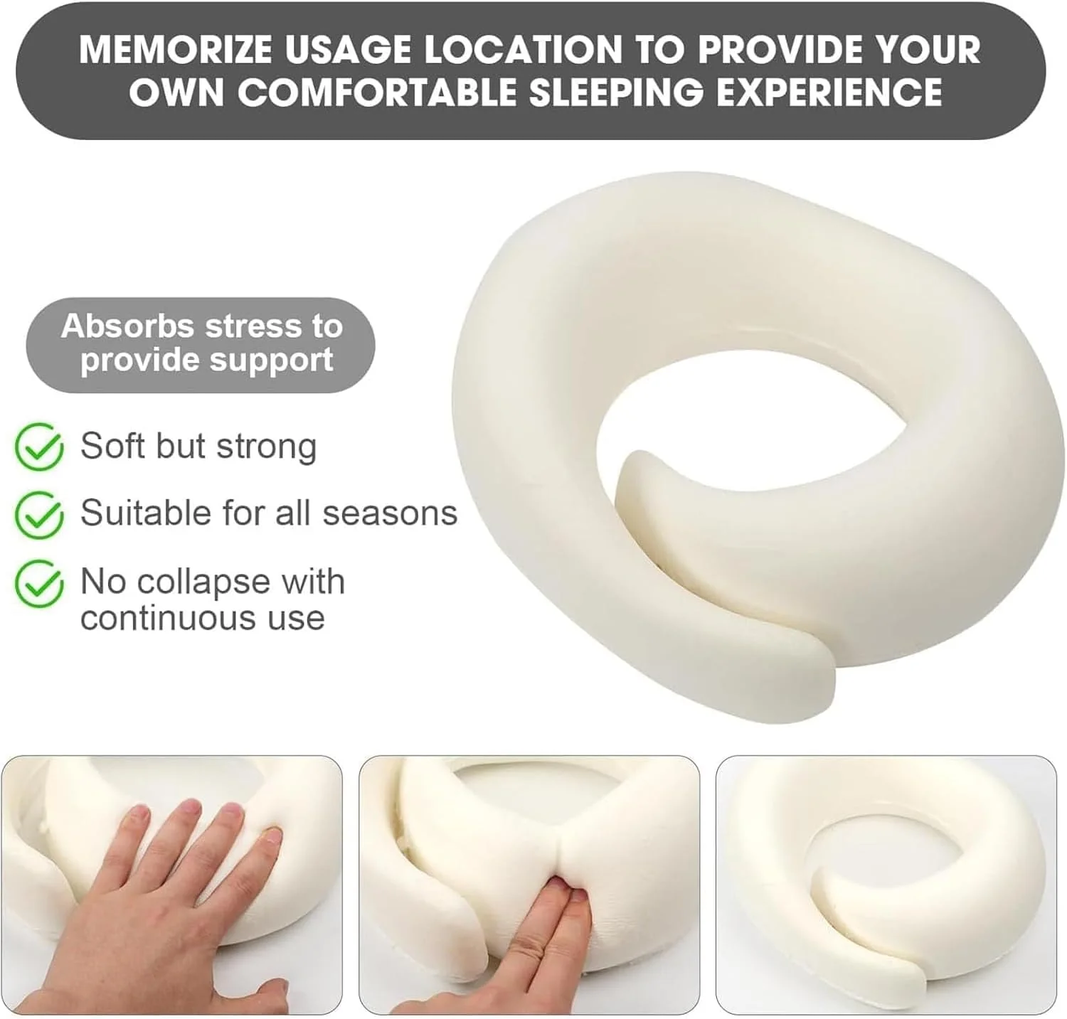 WEERSHUN Memory Foam Neck Pillow for Travel, Dark Gray In Carry Bag OSFM NEW - Image 7