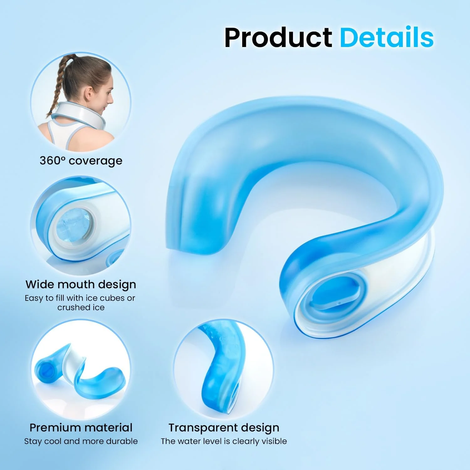 samply Portable Neck Fan with Ice-Fillable Cooling Pack for Personal Blue NEW - Image 4