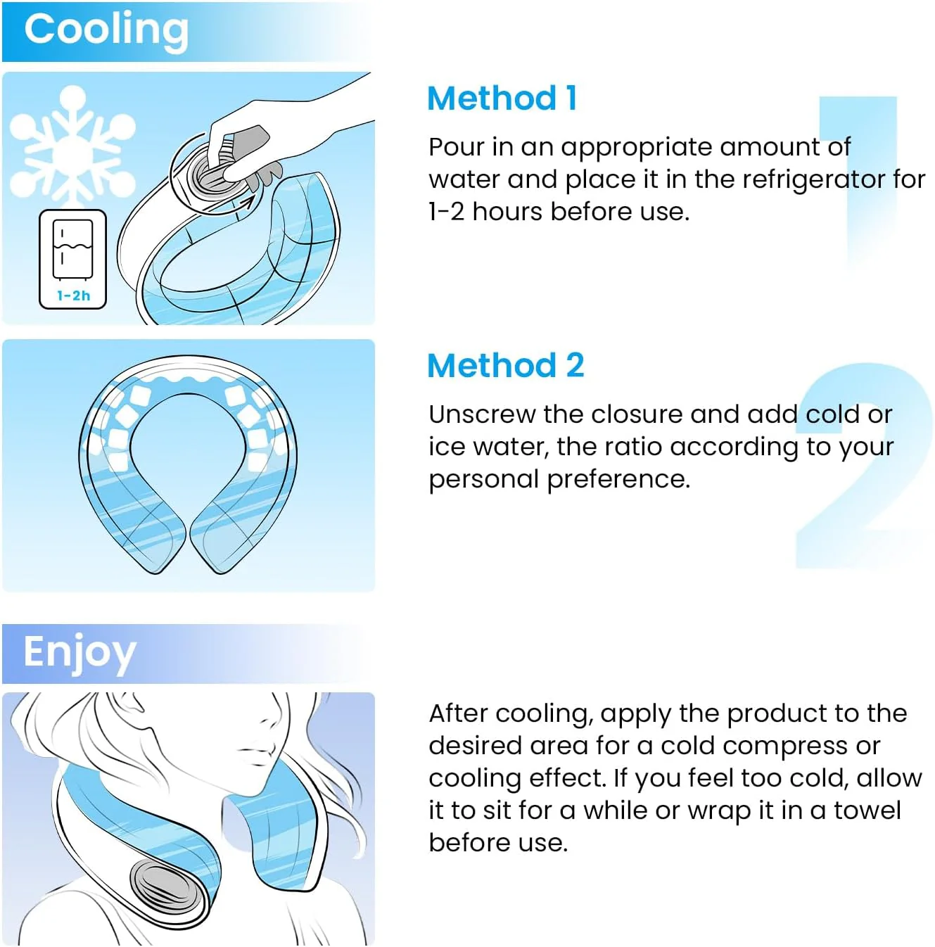 samply Portable Neck Fan with Ice-Fillable Cooling Pack for Personal Blue NEW - Image 7
