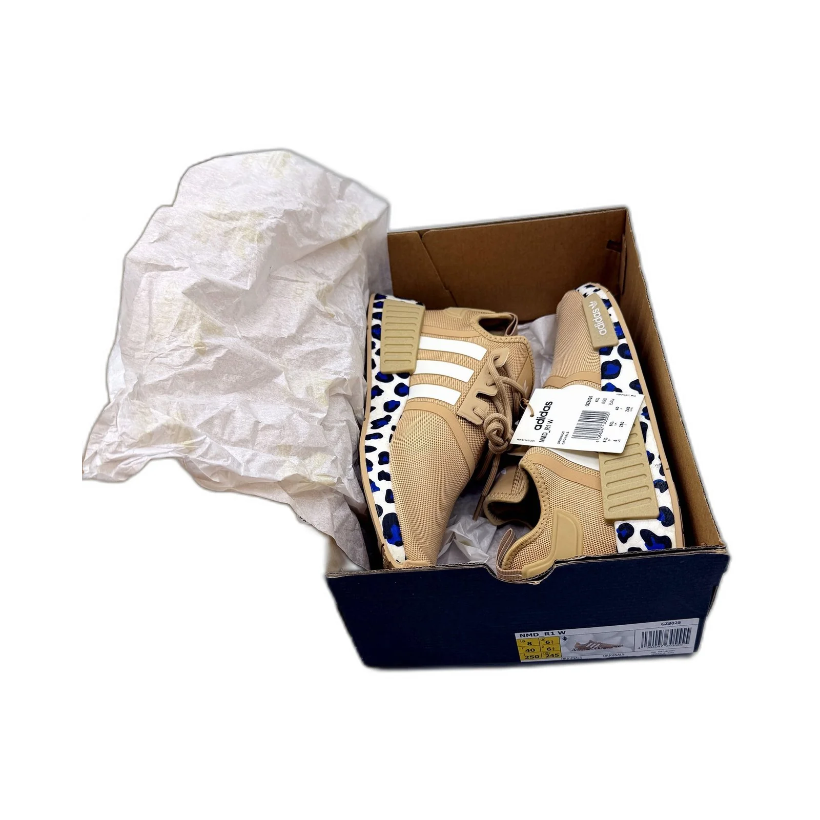 adidas Womens NMD_R1 W Tan Blue Leopard Print Sole Sneakers Size US 8 NEW - Image 6