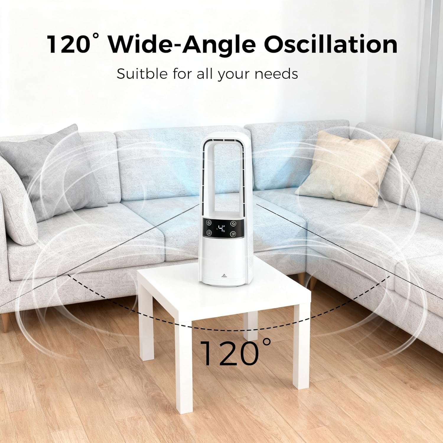 Adjustable Desk Fan 120° Oscillating Rechargeable & Night Light White & Grey NEW - Image 3