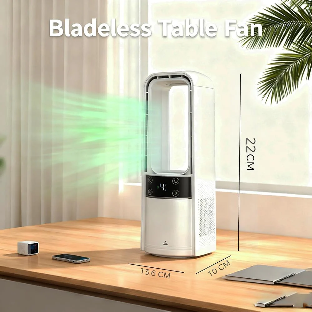 Adjustable Desk Fan 120° Oscillating Rechargeable & Night Light White & Grey NEW - Image 8