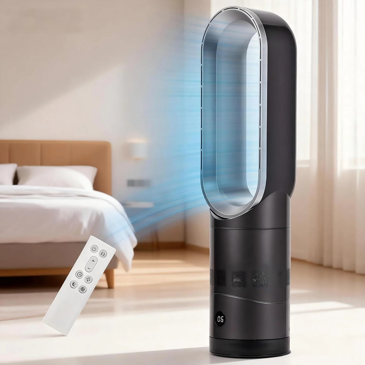 ADVWIN Bladeless Tower Fan 8 Speeds Strong Wind 9H Timer Remote Control Gray NEW - Image 8