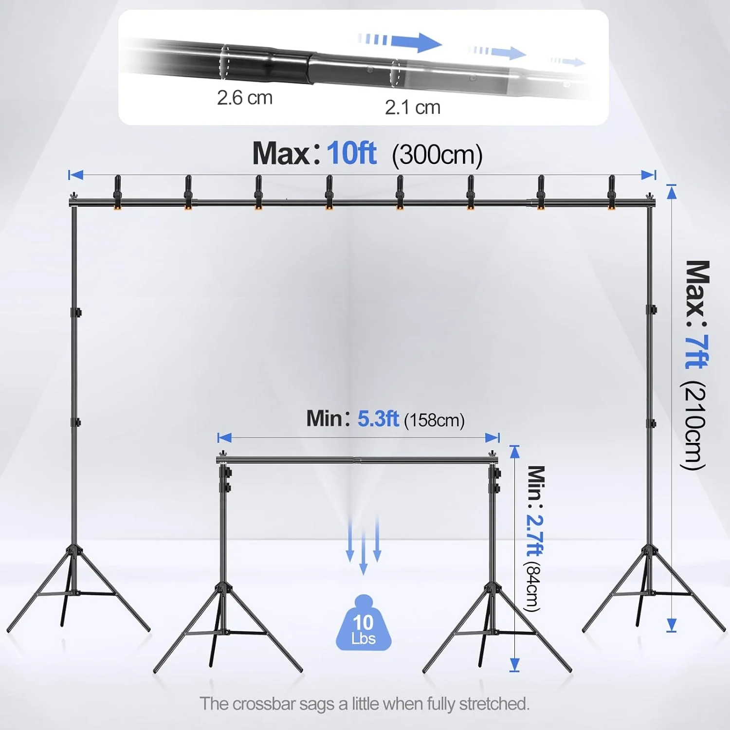 EMART Adjustable 10x7ft Photography Backdrop Stand Kit for Photo Studio NEW - Image 2