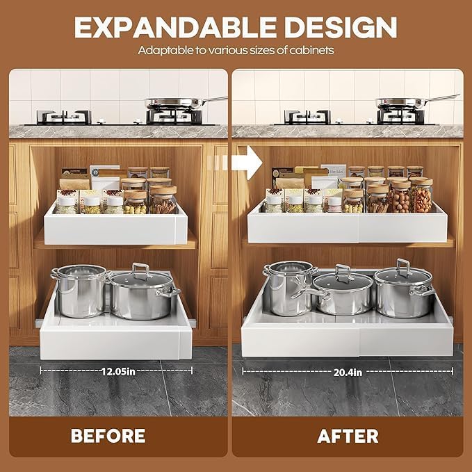 KeepClean Expandable Pull Out Cabinet Organizer 12"-20" Heavy-Duty Slide-Out NEW - Image 3