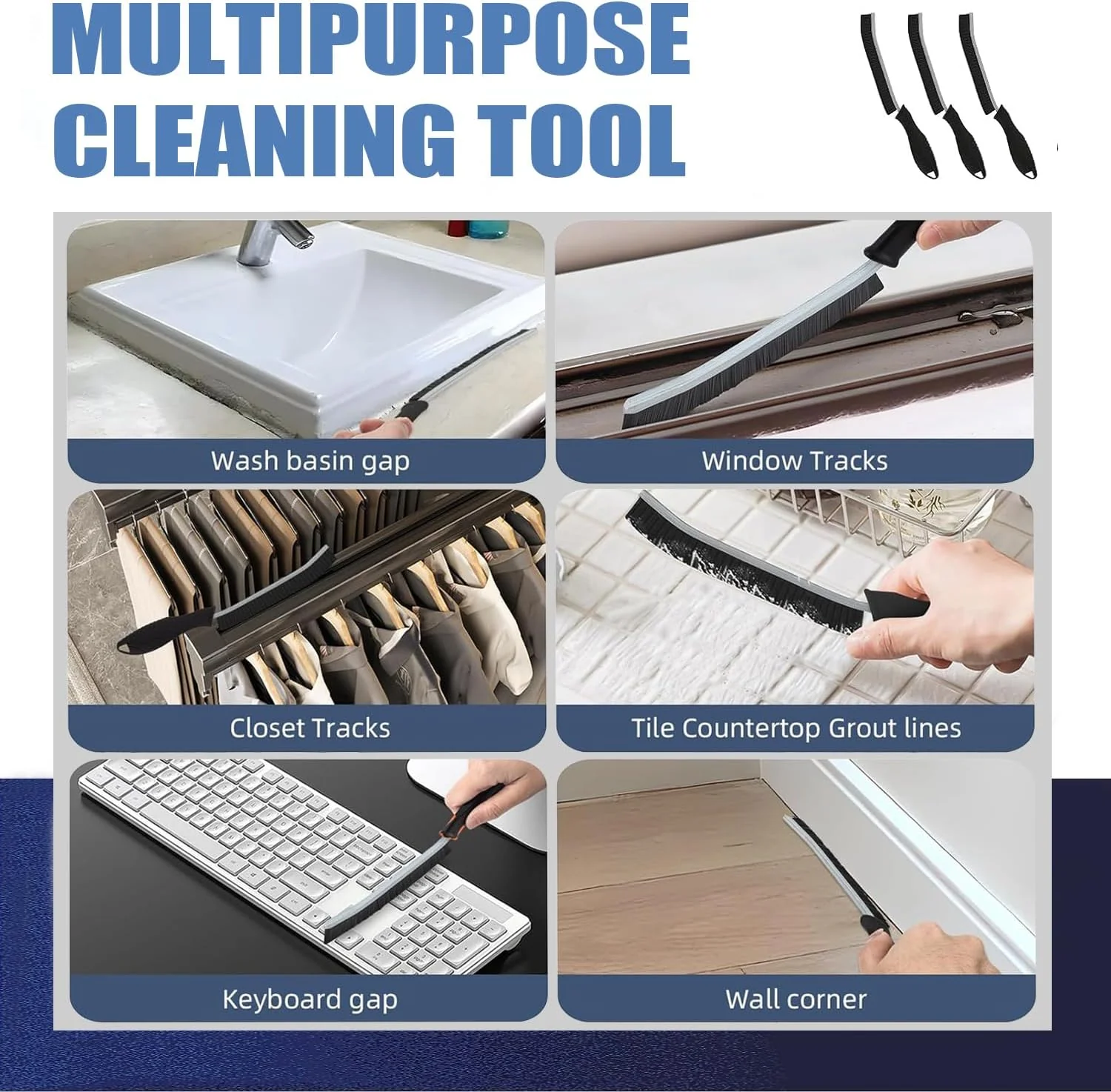KIMPAJIEN 10PceMultifunctional Gap Cleaning Brush Crevice Tool Nylon Plastic NEW - Image 6