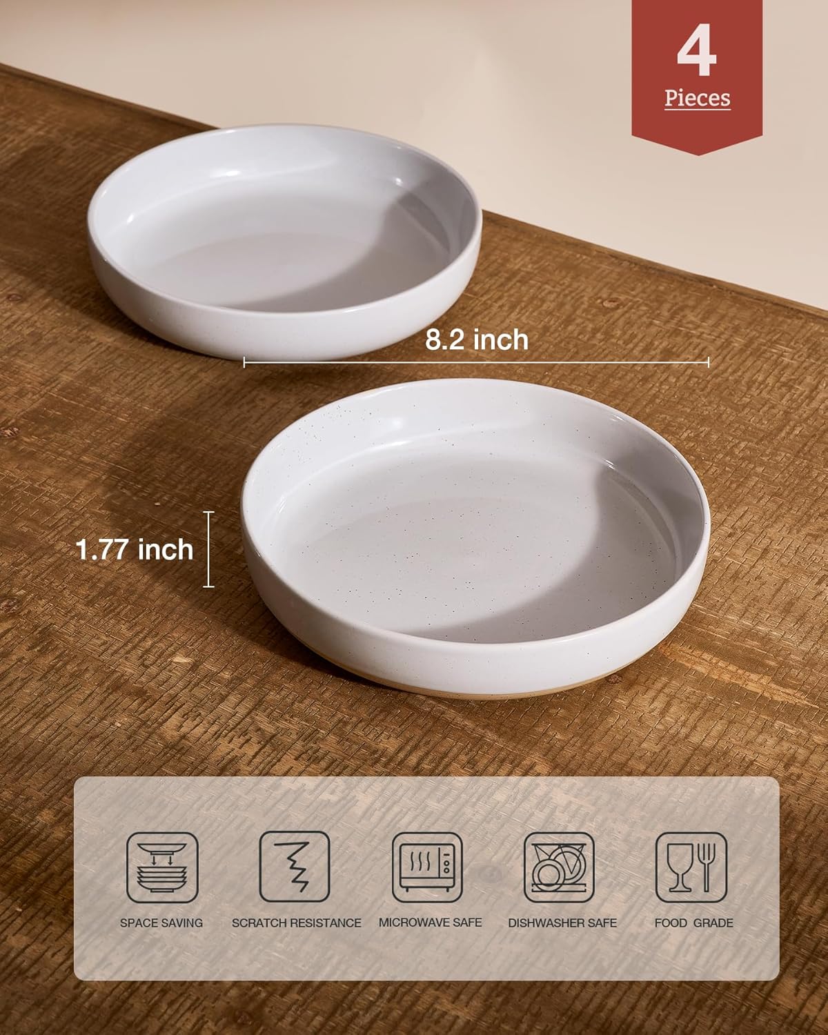 famiware Milkyway Light Gray Stoneware Pasta Bowls Set of 4 - Piece NEW - Image 2