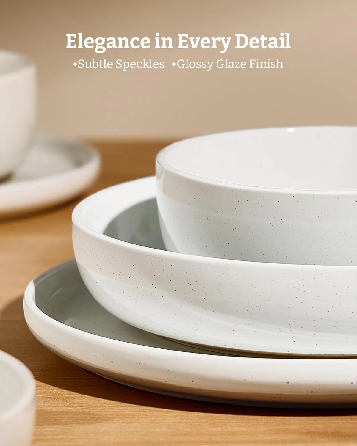 Famiware 12-Piece Stoneware Dinner Plates and Bowls Set White Dinnerware NEW - Image 5