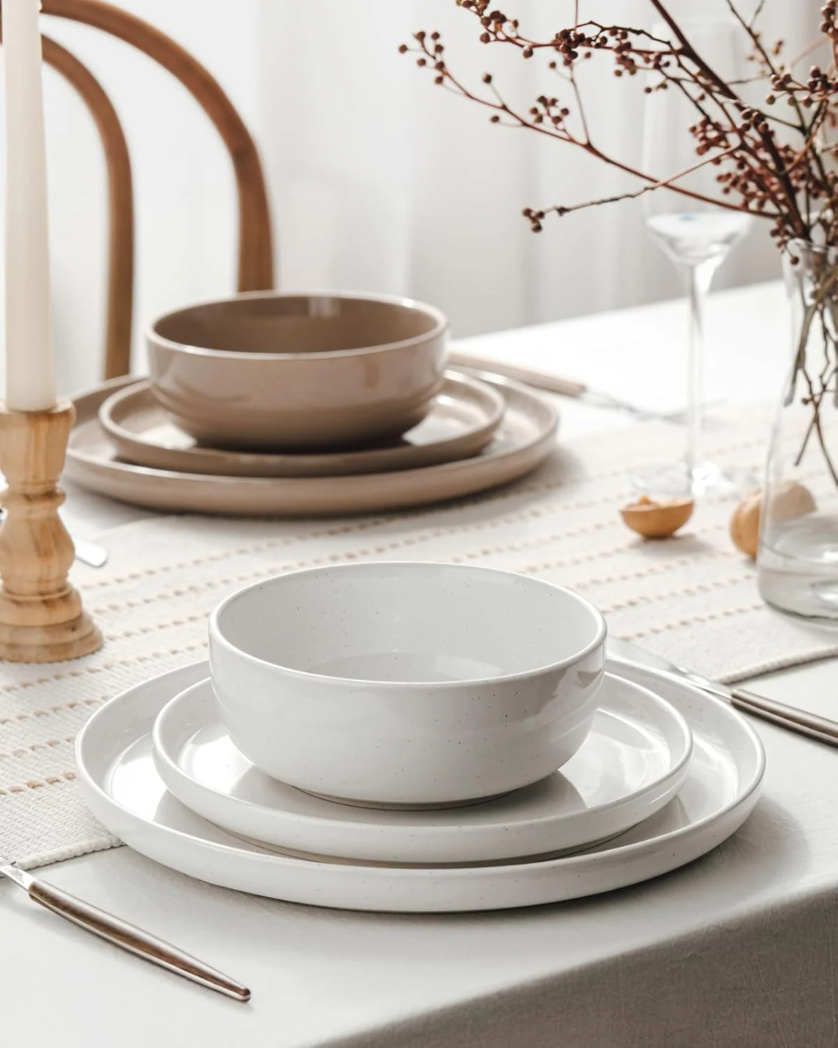 Famiware 12-Piece Multi-Color Dinnerware Set - Vibrant Stoneware NEW - Image 3