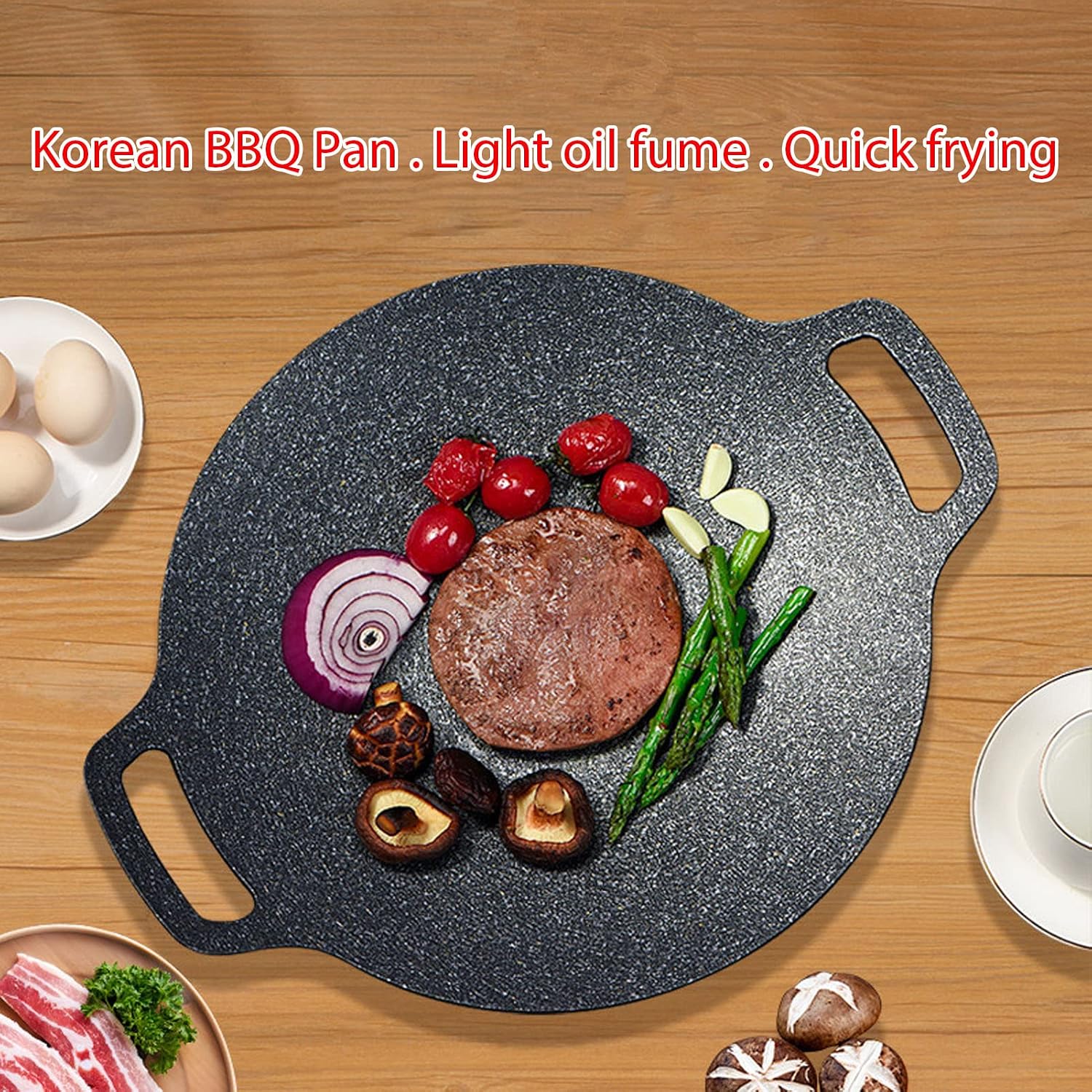 woshow Aluminum Round Griddle Pan Medical Stone Coating Easy to Clean 28cm NEW - Image 4