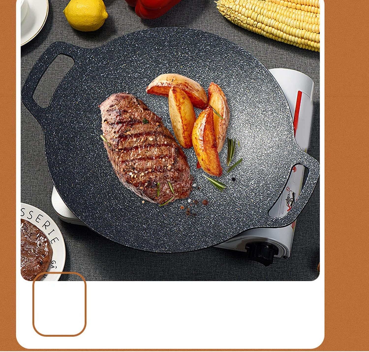 woshow Aluminum Round Griddle Pan Medical Stone Coating Easy to Clean 28cm NEW - Image 5