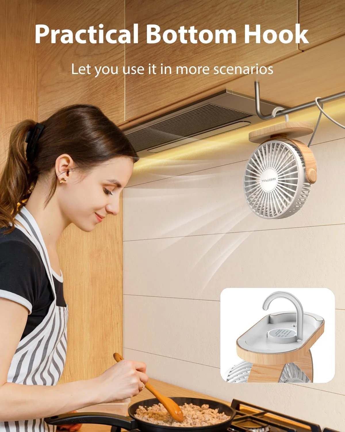 SWEETFULL Quiet 3-Speed Portable Desk Fan, 360° Adjustable, White, Whisper NEW - Image 4