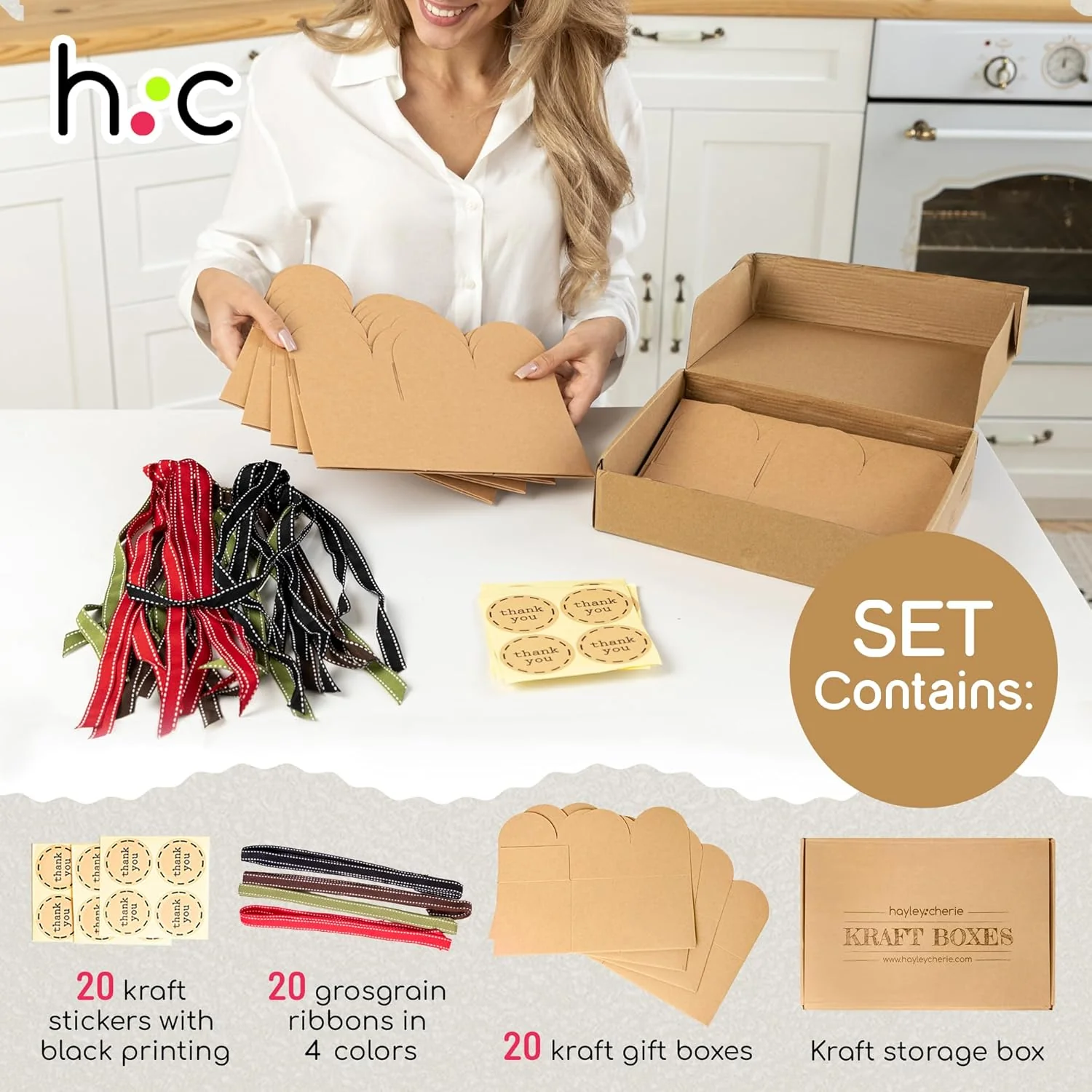 Hayley Cherie 20-Count Green and White Cardboard Gift Boxes Pack Size 20 NEW - Image 6