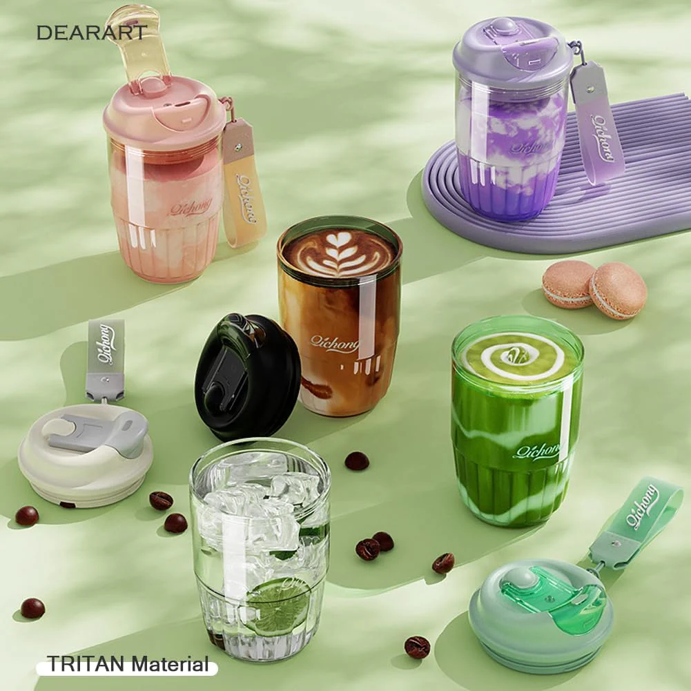 DEARART 420ml Sports Water Bottle Coffee Leakproof Tritan Material Black NEW - Image 5