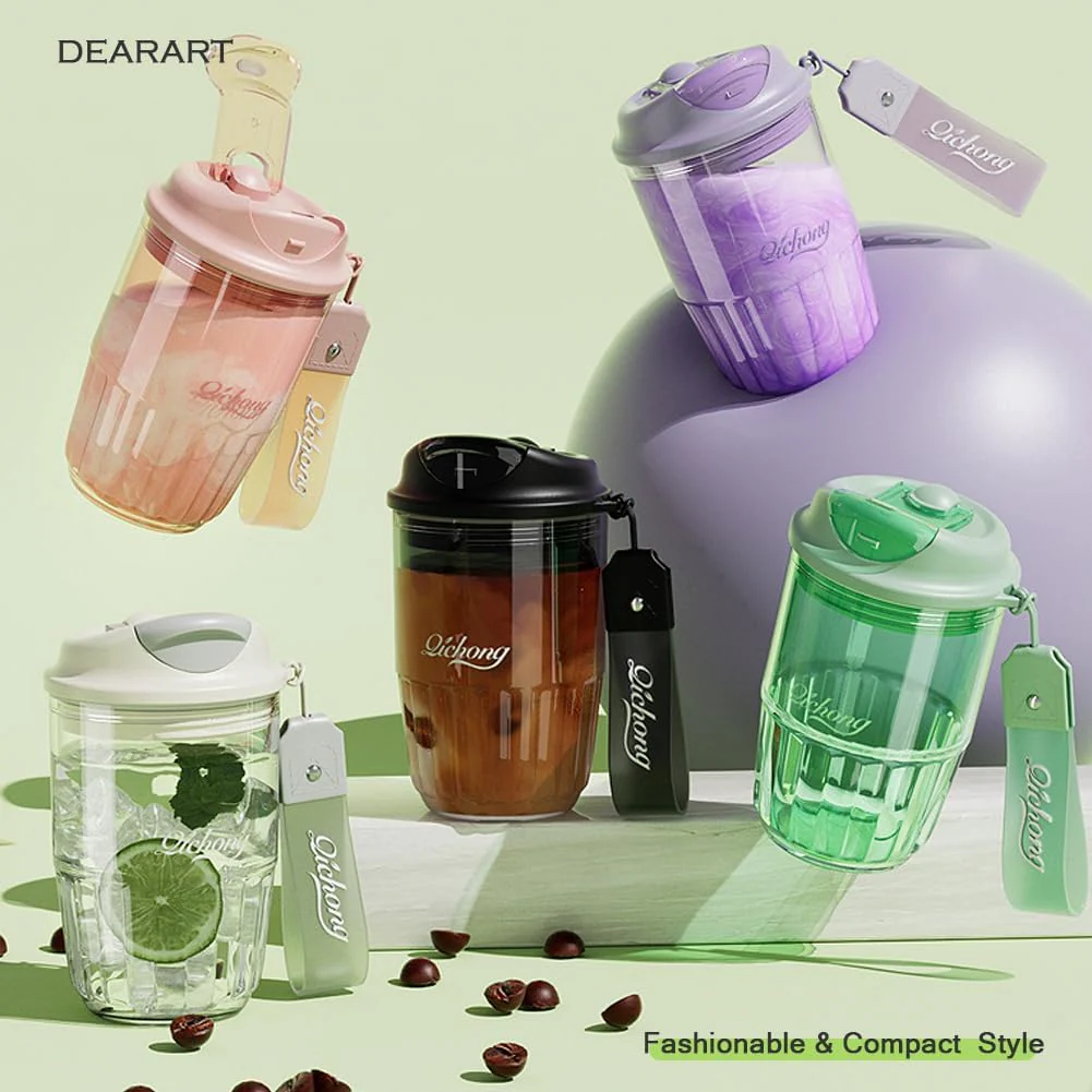 DEARART 420ml Sports Water Bottle Coffee Leakproof Tritan Material Black NEW - Image 7