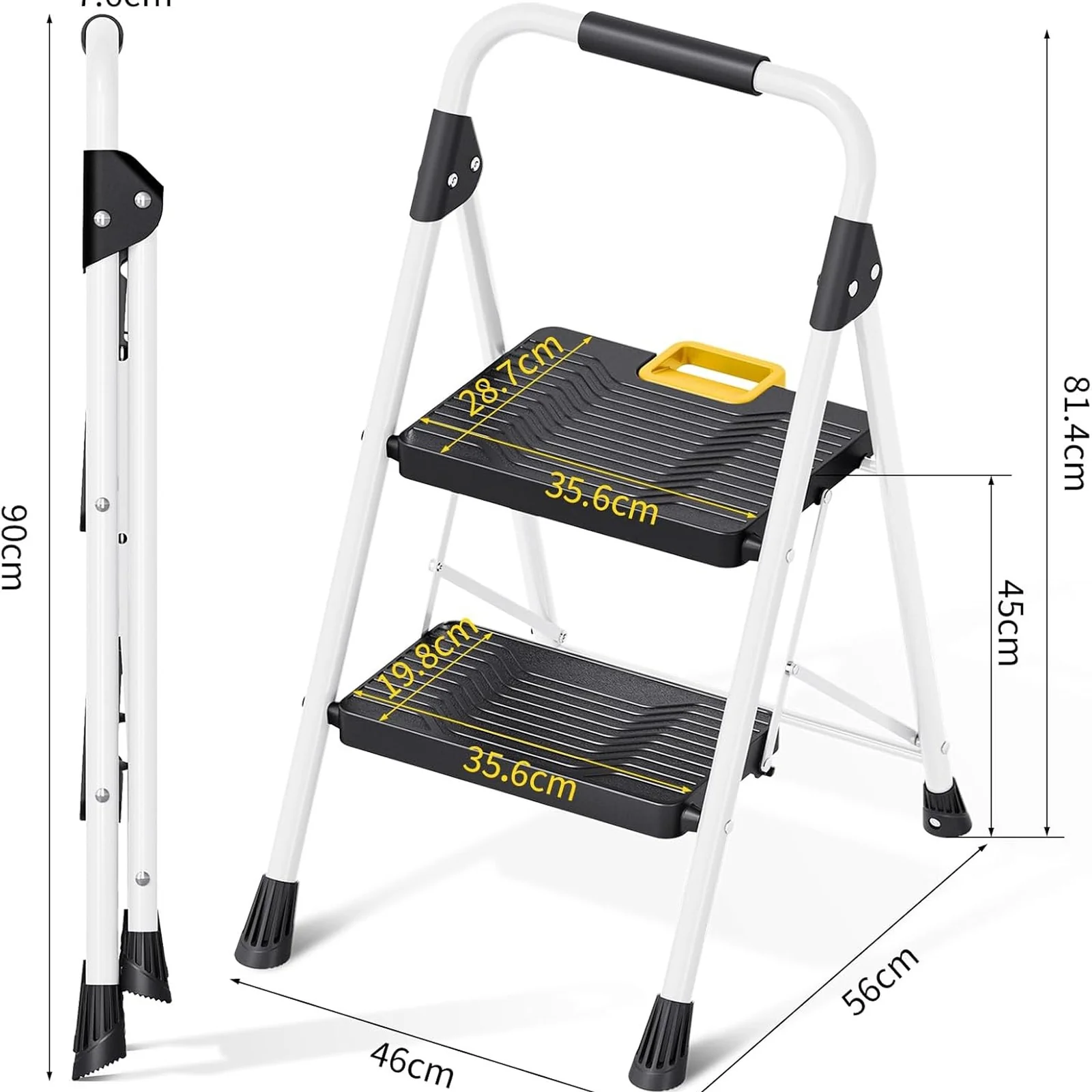 KINGRACK 2 Stepstools Step Ladder Sturdy Steel Folding Stool with Safe-Lock NEW - Image 10