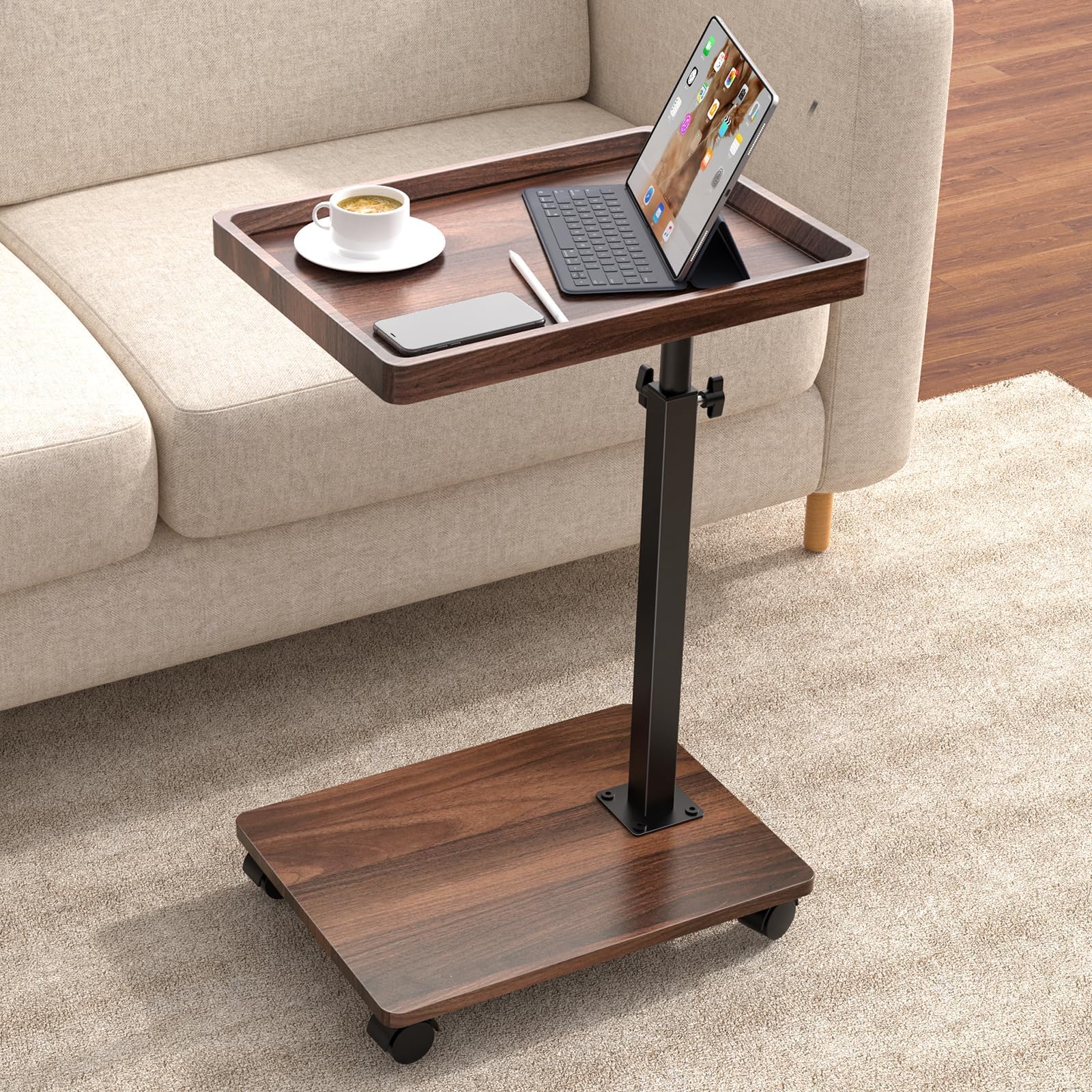 MWAOWM Adjustable End Tables Height 360° Swivel End Table for Small Spaces NEW