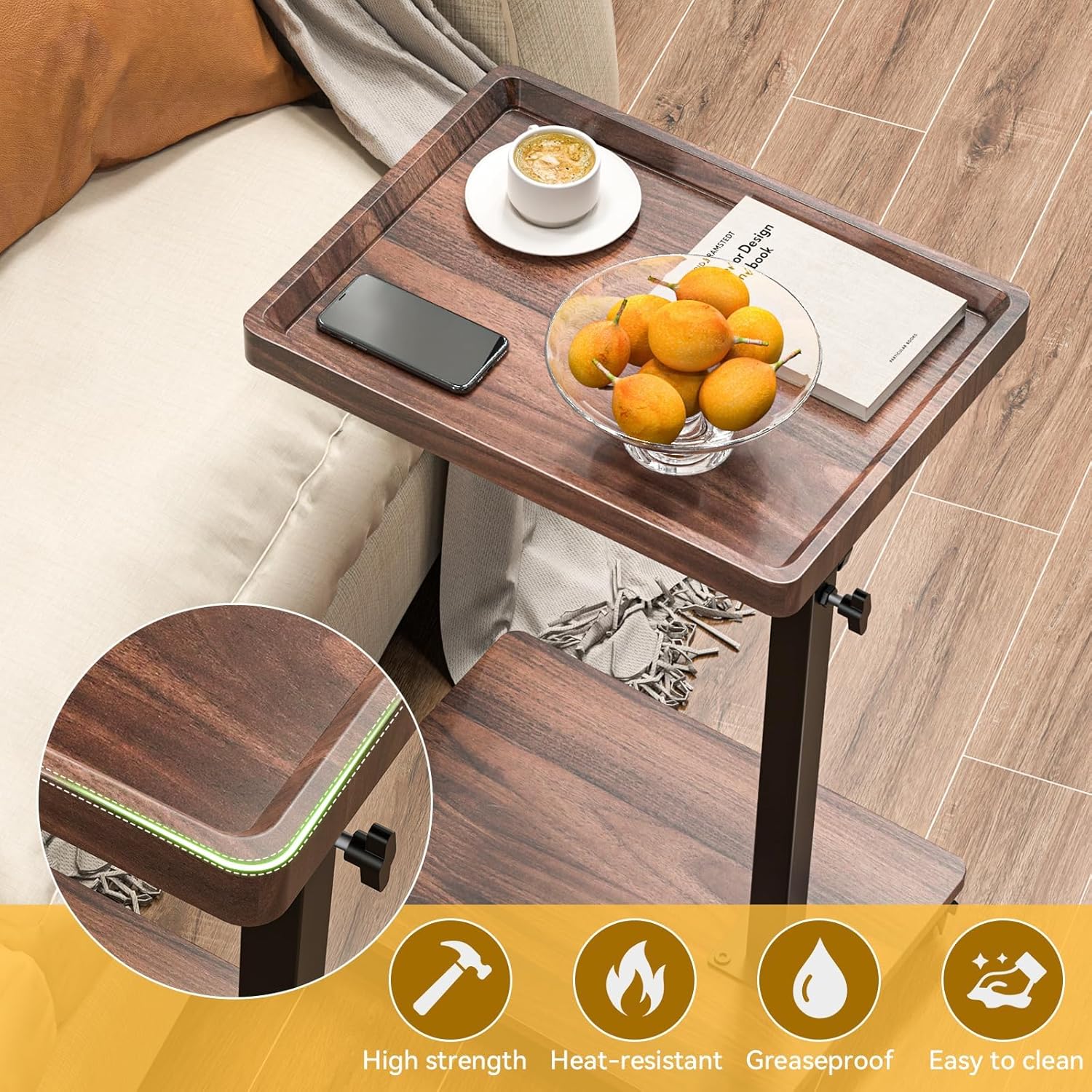 MWAOWM Adjustable End Tables Height 360° Swivel End Table for Small Spaces NEW - Image 6