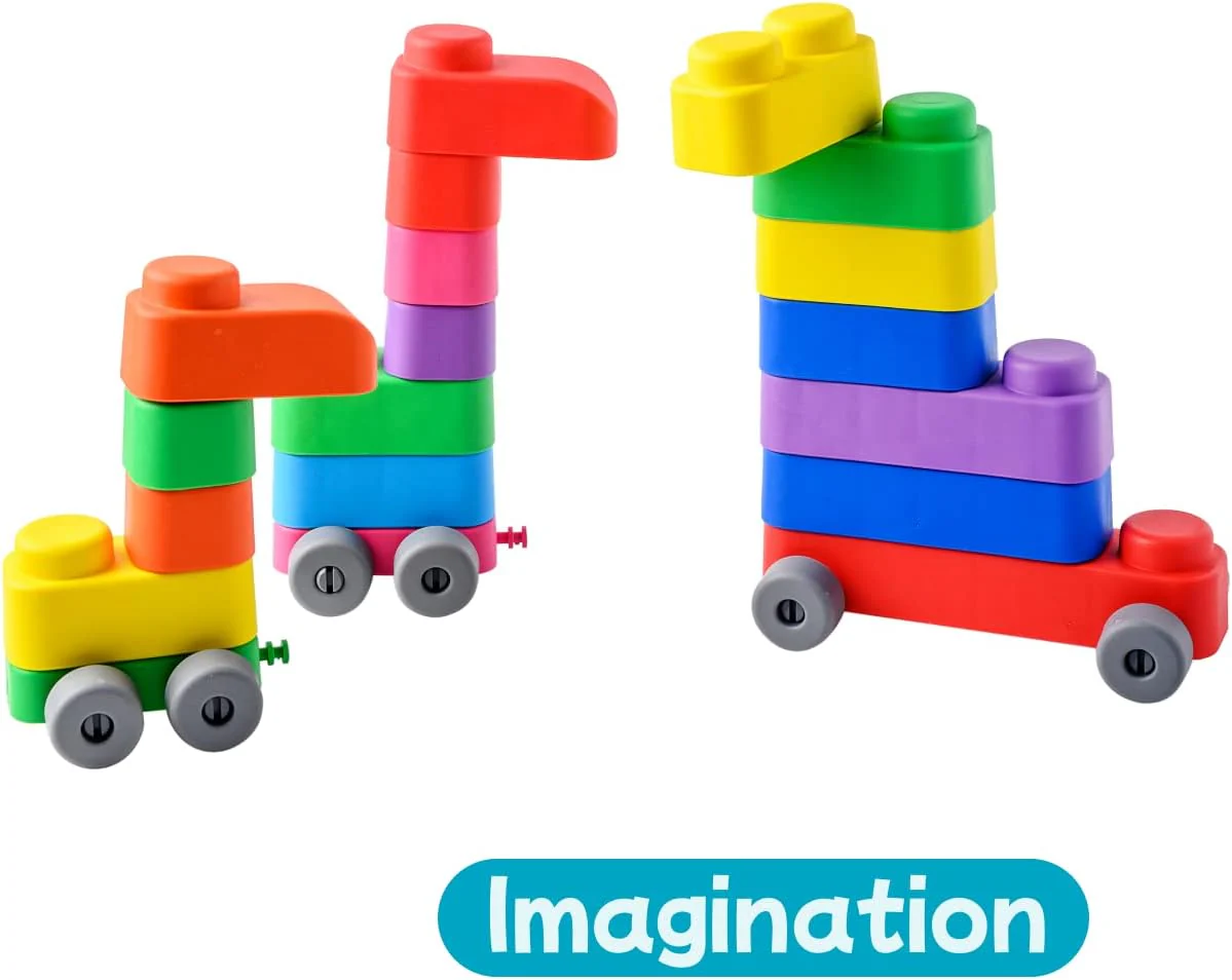 FarFarLand Multicolor Montessori Sorting & Stacking Toys 15 pcs + 12 wheels NEW - Image 2