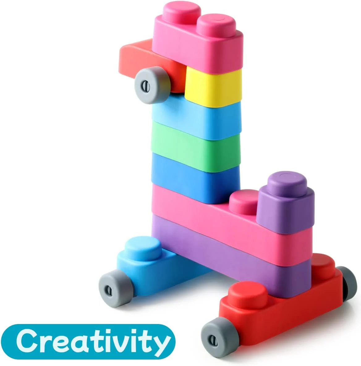 FarFarLand Multicolor Montessori Sorting & Stacking Toys 15 pcs + 12 wheels NEW - Image 4