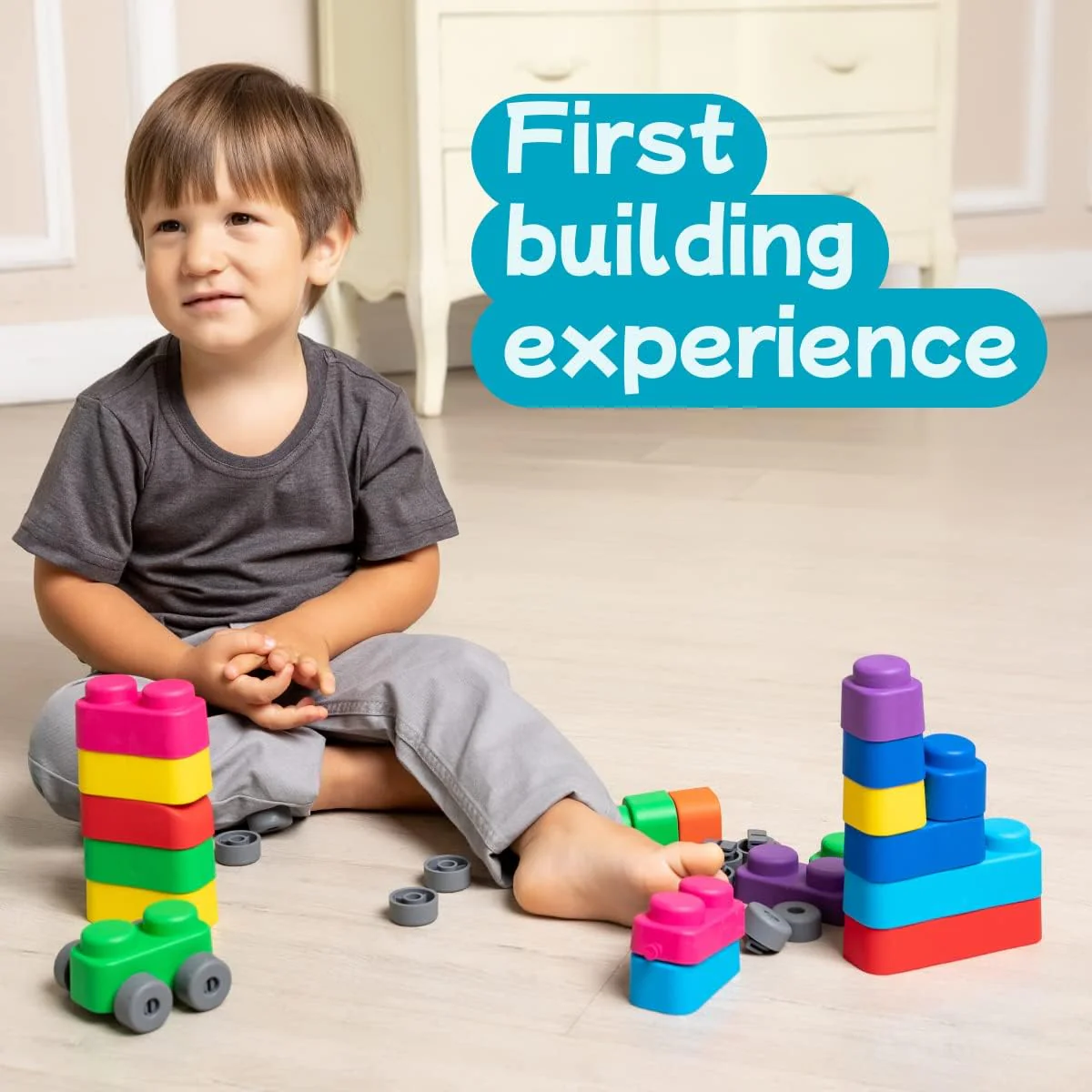 FarFarLand Multicolor Montessori Sorting & Stacking Toys 15 pcs + 12 wheels NEW - Image 7